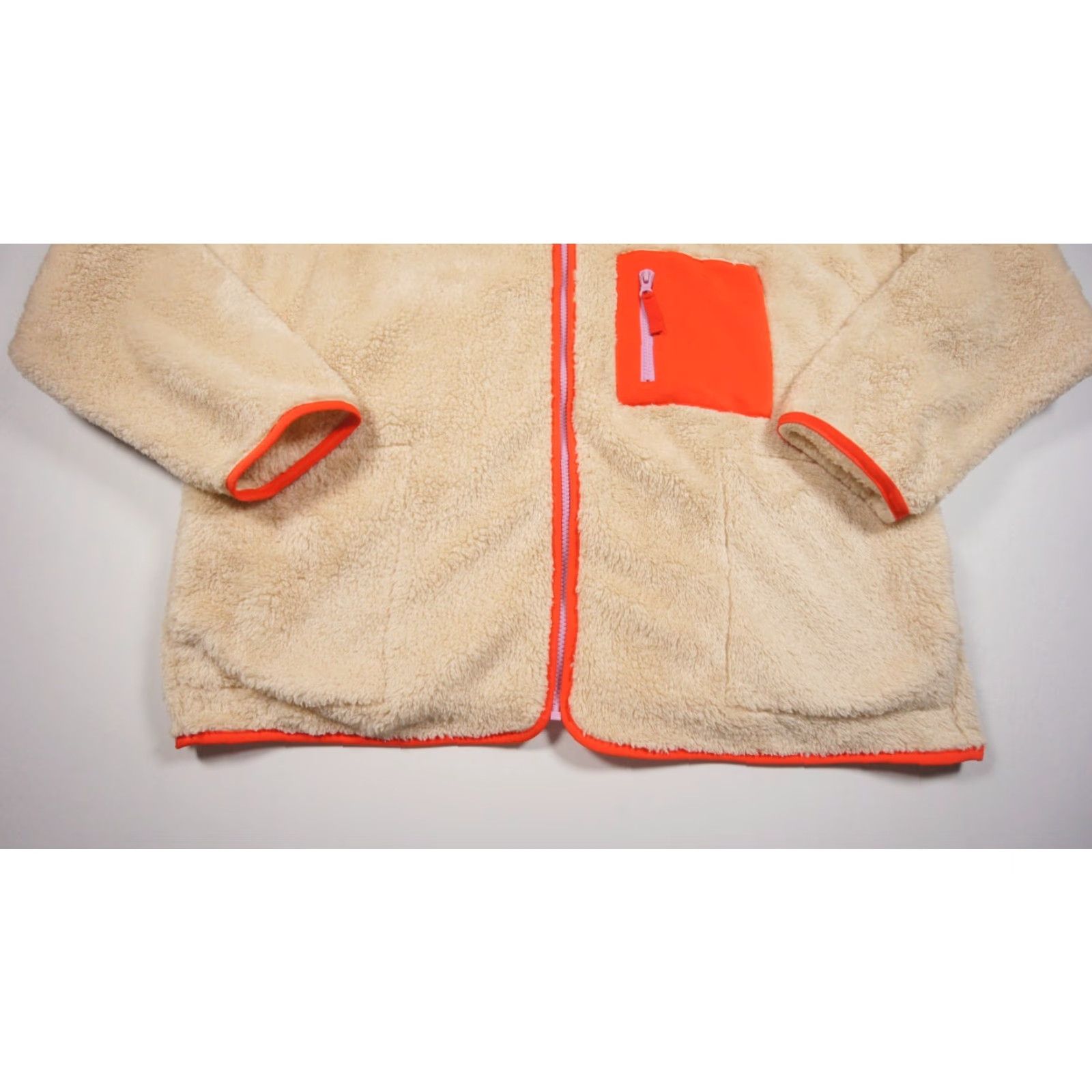 J.Crew VINTAGE JCrew Jacket Womens Large Beige Fleece Sherpa Plush Full Zip Outdoors Ladies Size L / US 10 / IT 46 - 3 Thumbnail
