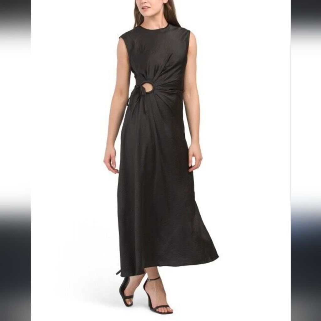 House of Harlow NWT HouseOfHarlow Ruched Circle SideCutOutSatinSlipMaxiDress Size S / US 4 / IT 40 - 2 Thumbnail
