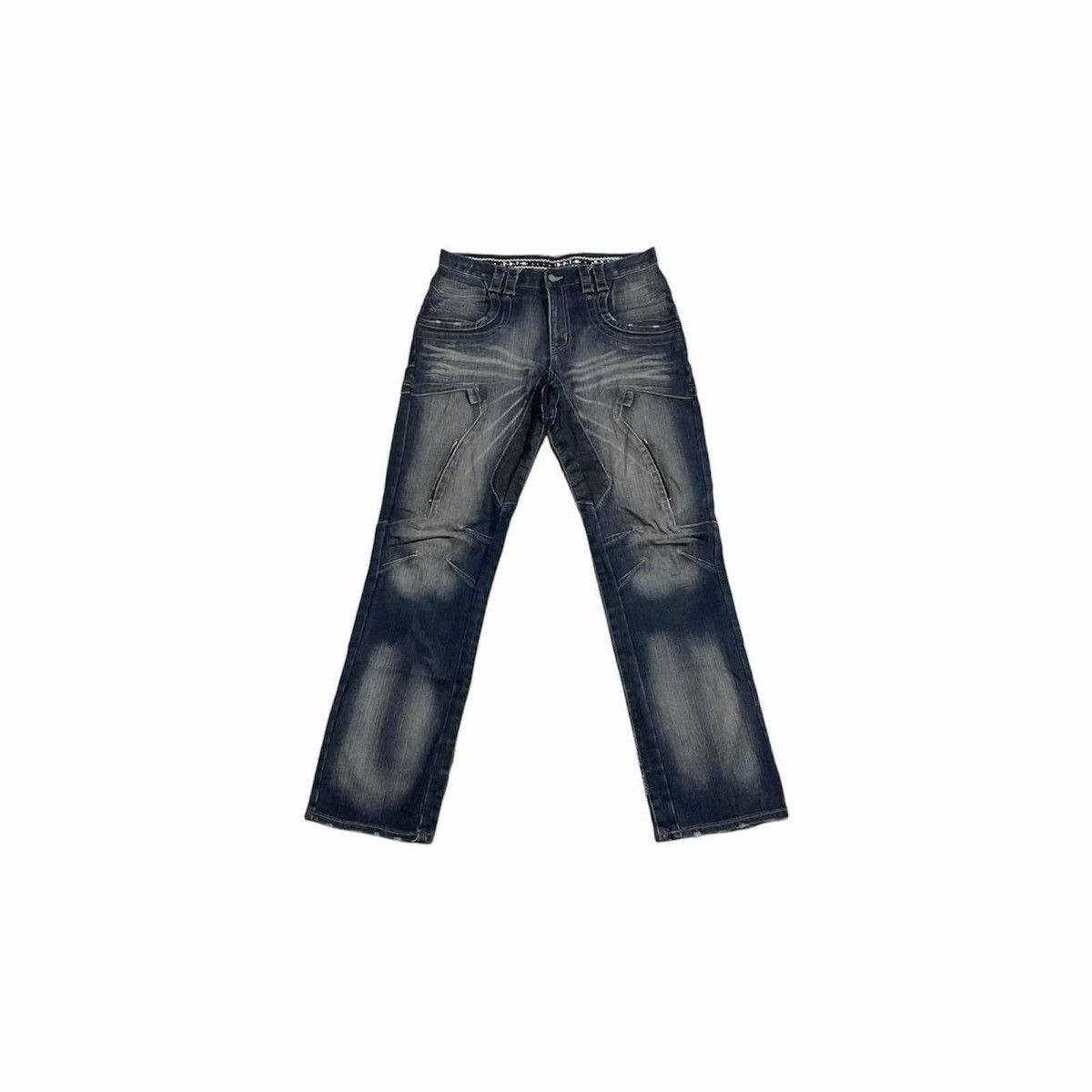 If Six Was Nine × Le Grande Bleu (L.G.B.) × PPFM 🔥Sick Y2K PPFM Panelled Layer Leather Denim Zipper Size US 33 - 2 Thumbnail