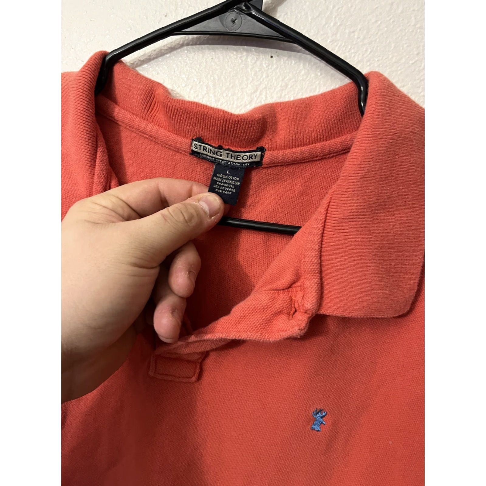 Theory String Theory Polo Shirt Mens Size L Short Sleeve Orange Solid Polo Shirt Size US L / EU 52-54 / 3 - 2 Thumbnail