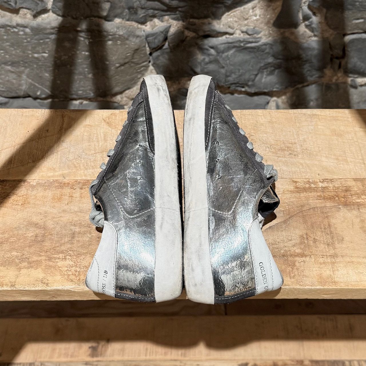Golden Goose Silver Metallic Leather Superstar Sneakers