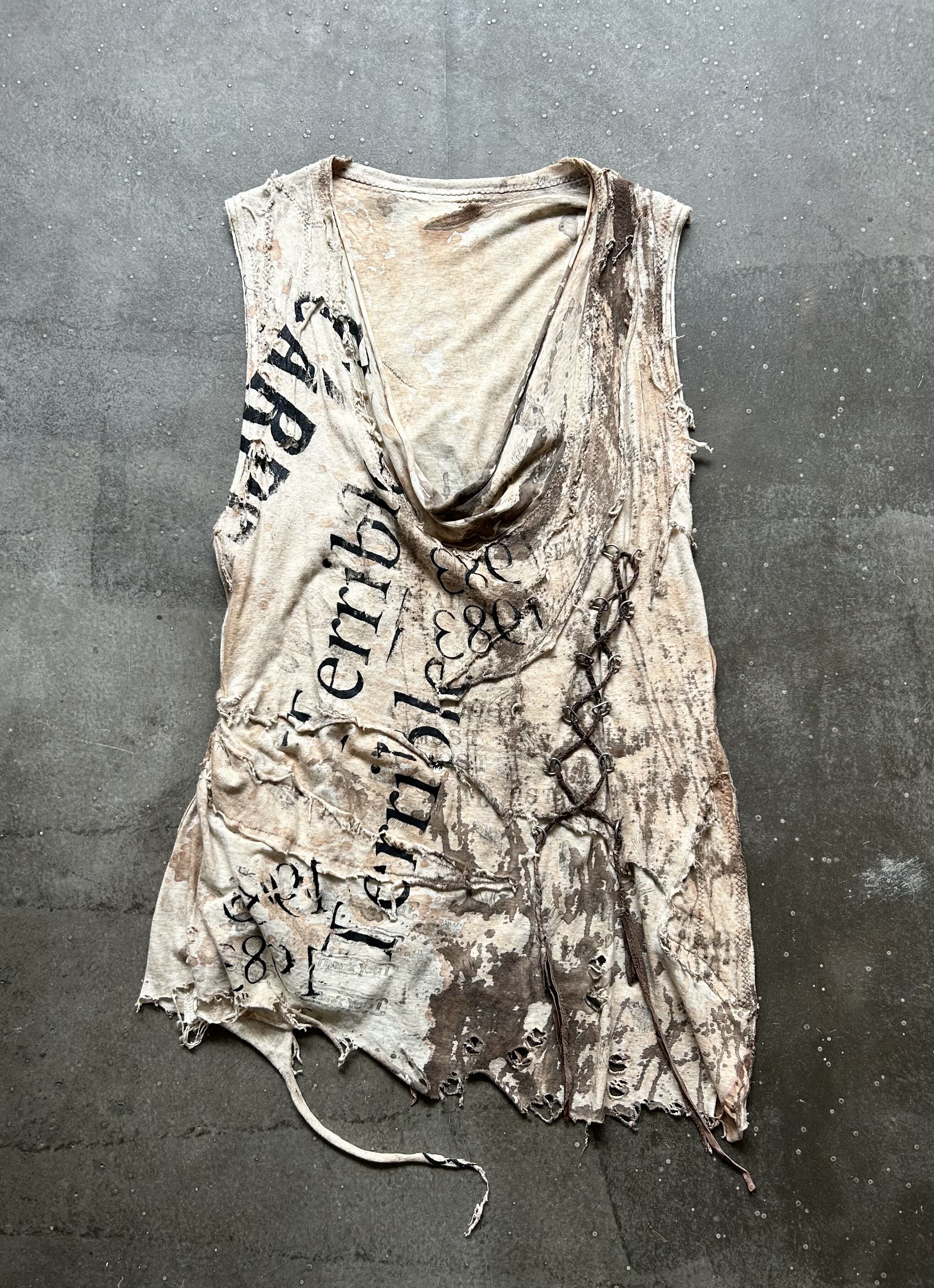 NN07 Destroyed Drawstring Print Vest Size US XS / EU 42 / 0 - 1 Thumbnail