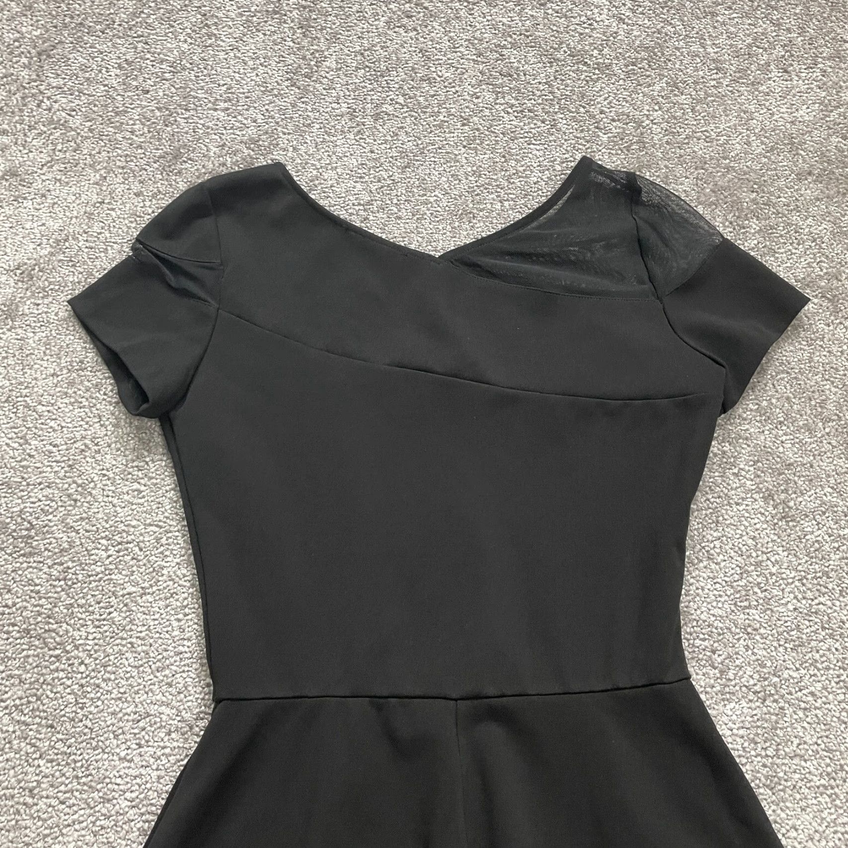 AQUA Aqua A-Line Dress Womens Small Black Short Sleeve Knee Length Size 28" / US 6 / IT 42 - 3 Thumbnail