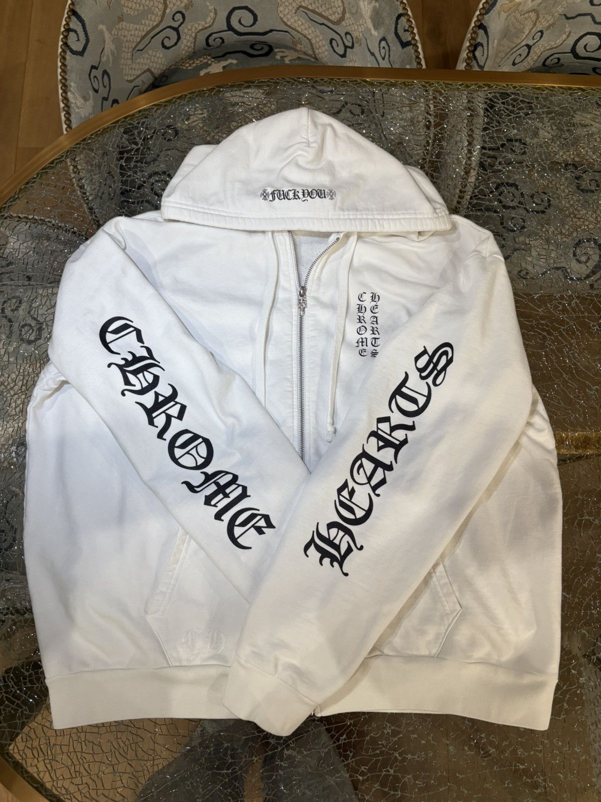 Chrome Hearts Eye Chart ‘Fuck You’ Zip Up Hoodie