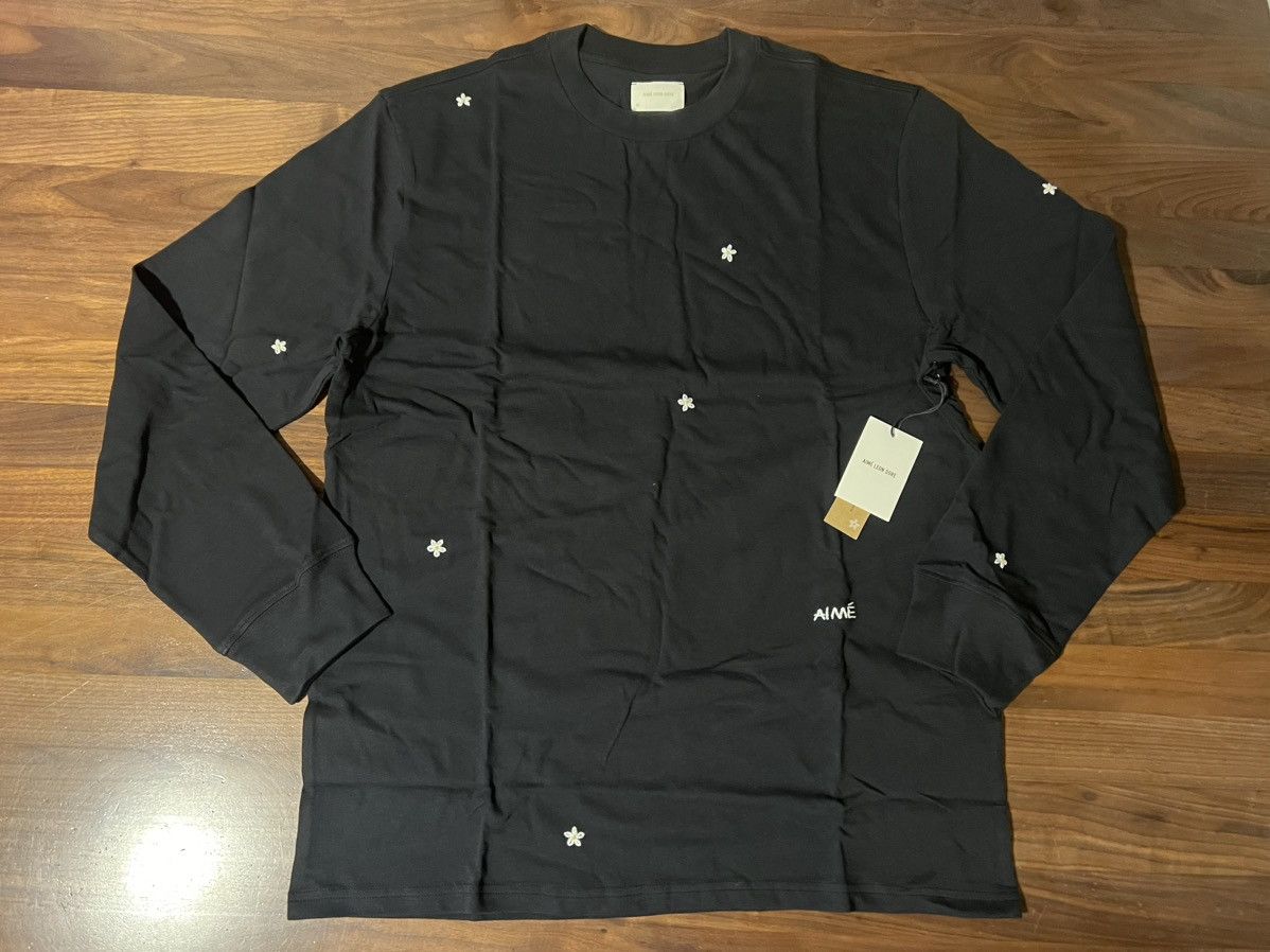 Aime Leon Dore ALD Floral Embroidered L/S Tee Size XL Black