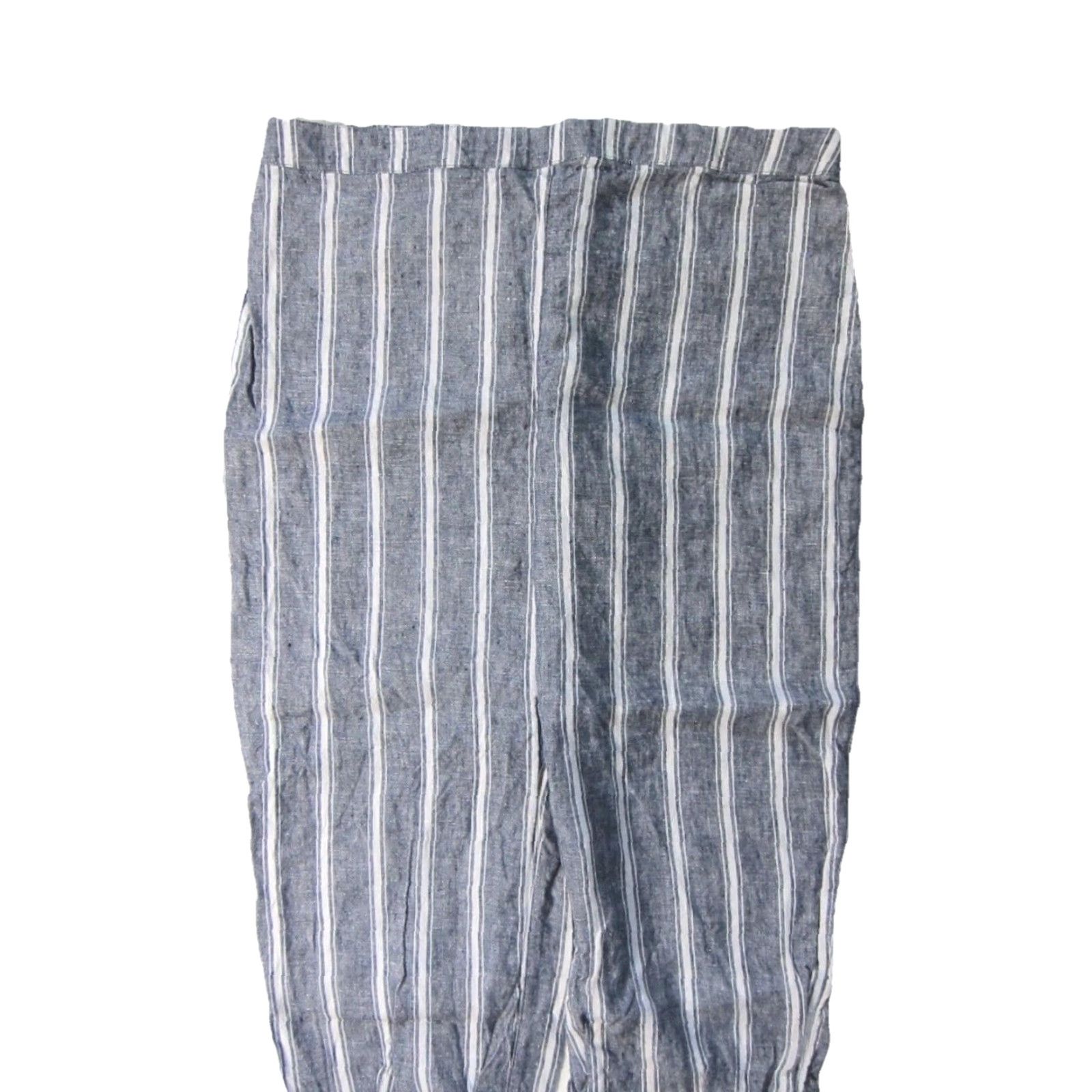 Vintage Chico's 100% Linen Blue White Stripe Wide Leg Casual Comfort Pant Women 2.5/14 Size 36" / US 14 / IT 50 - 7 Thumbnail