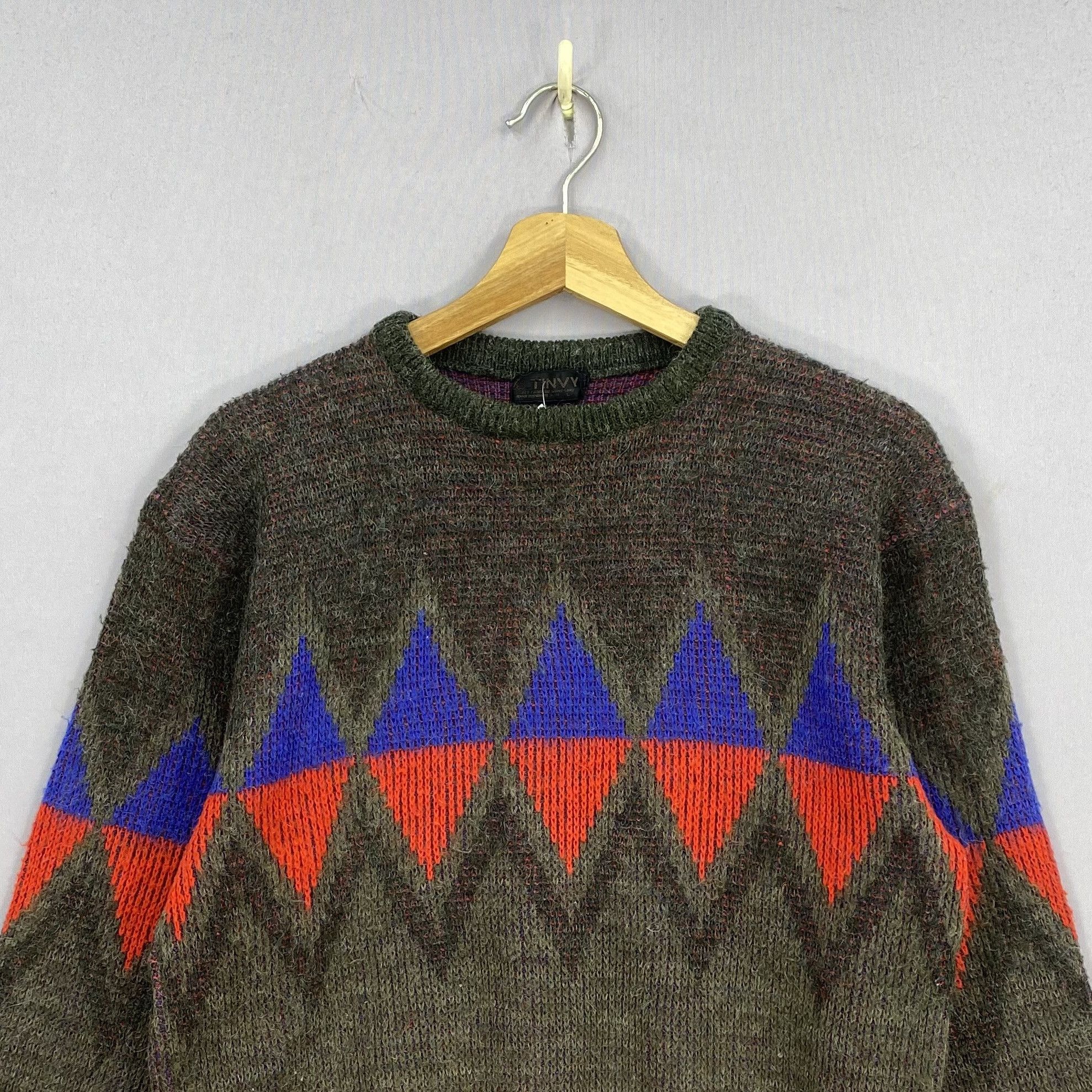 Vintage Vintage 90s Tinvy Knit Sweater Diamond Pattern Sweatshirt Size US S / EU 44-46 / 1 - 4 Thumbnail