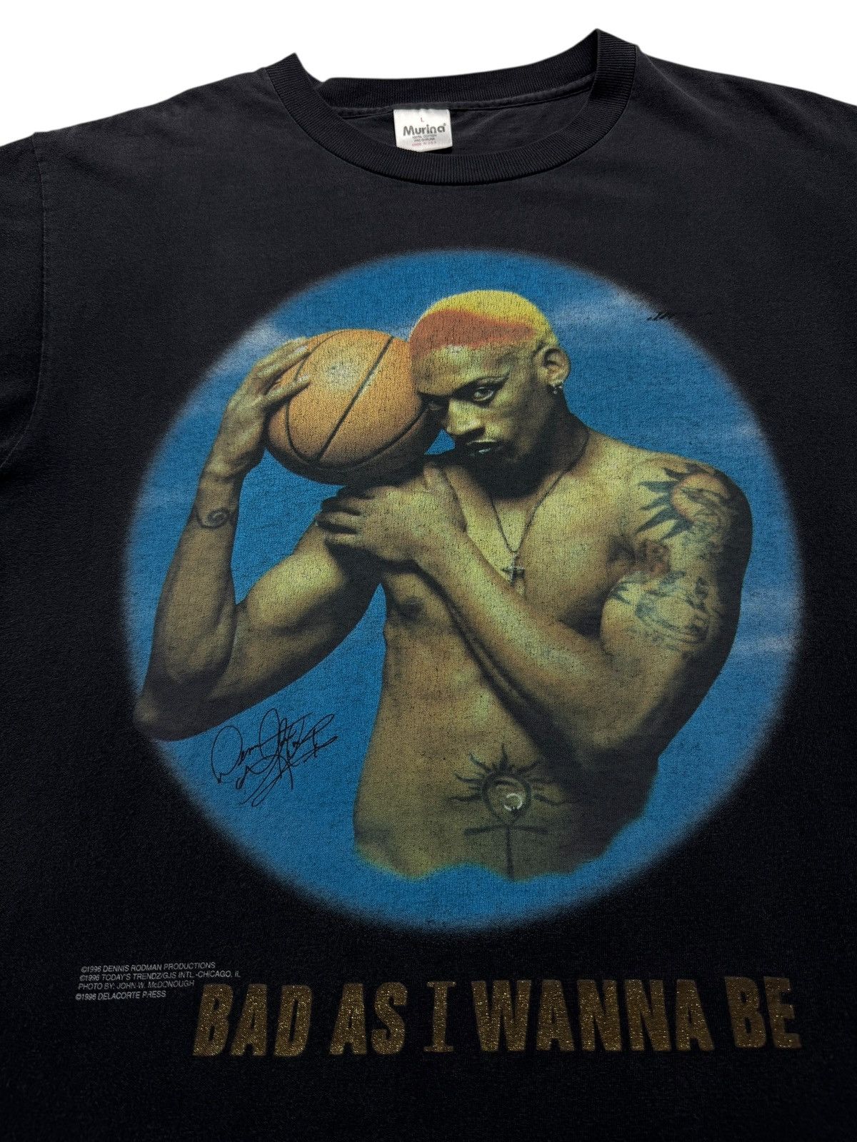 Vintage Vintage 1996 Dennis Rodman Bad As I Wanna Be Tee Shirt Size US L / EU 52-54 / 3 - 3 Thumbnail