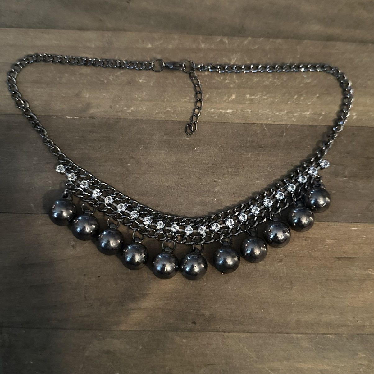 Other Silver tone rhinestone dangle balls collar necklace Size ONE SIZE - 2 Thumbnail