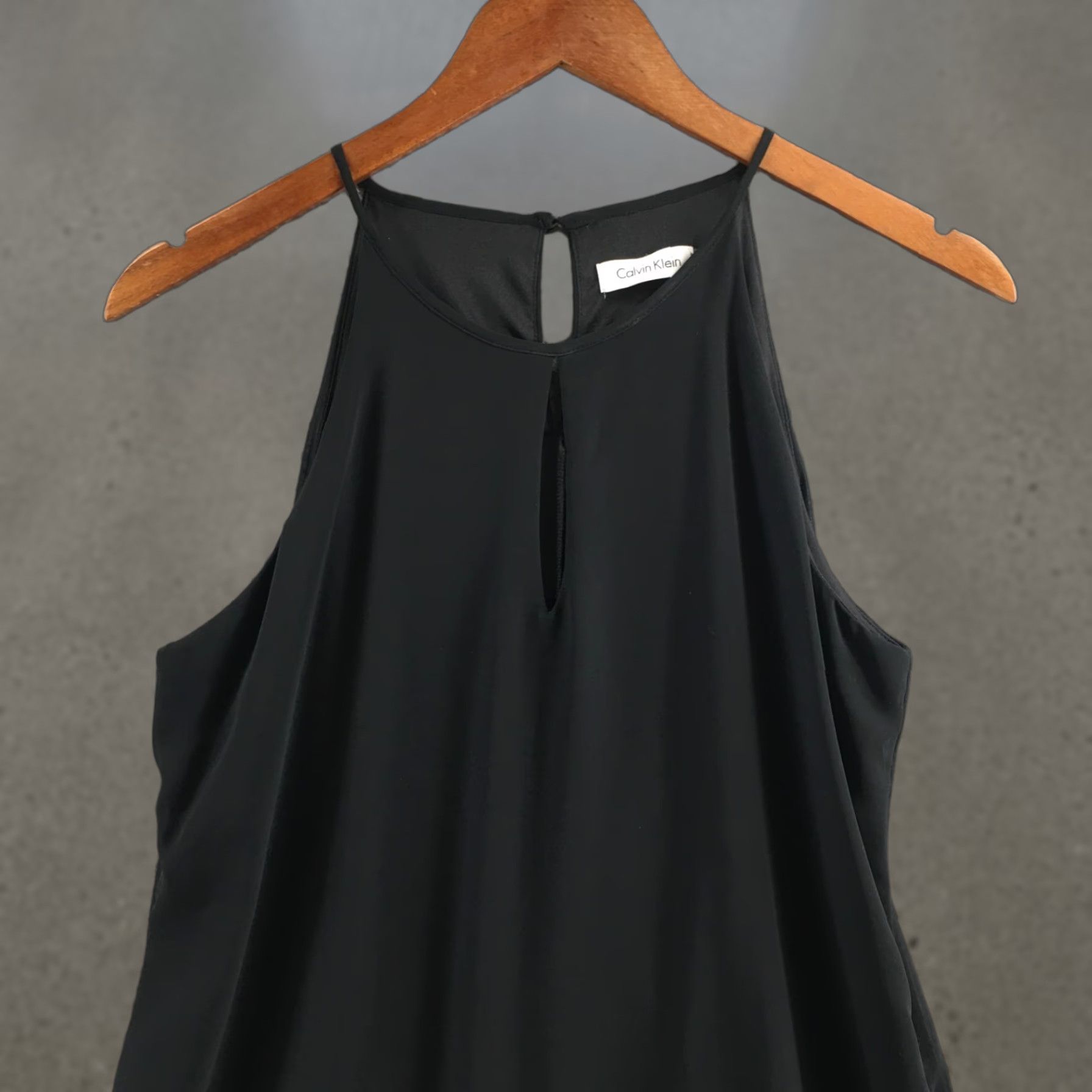 Calvin Klein Calvin Klein Tiered Halter Dress Womens 6 Black Polyester Sleeveless Casual Size M / US 6-8 / IT 42-44 - 1 Thumbnail