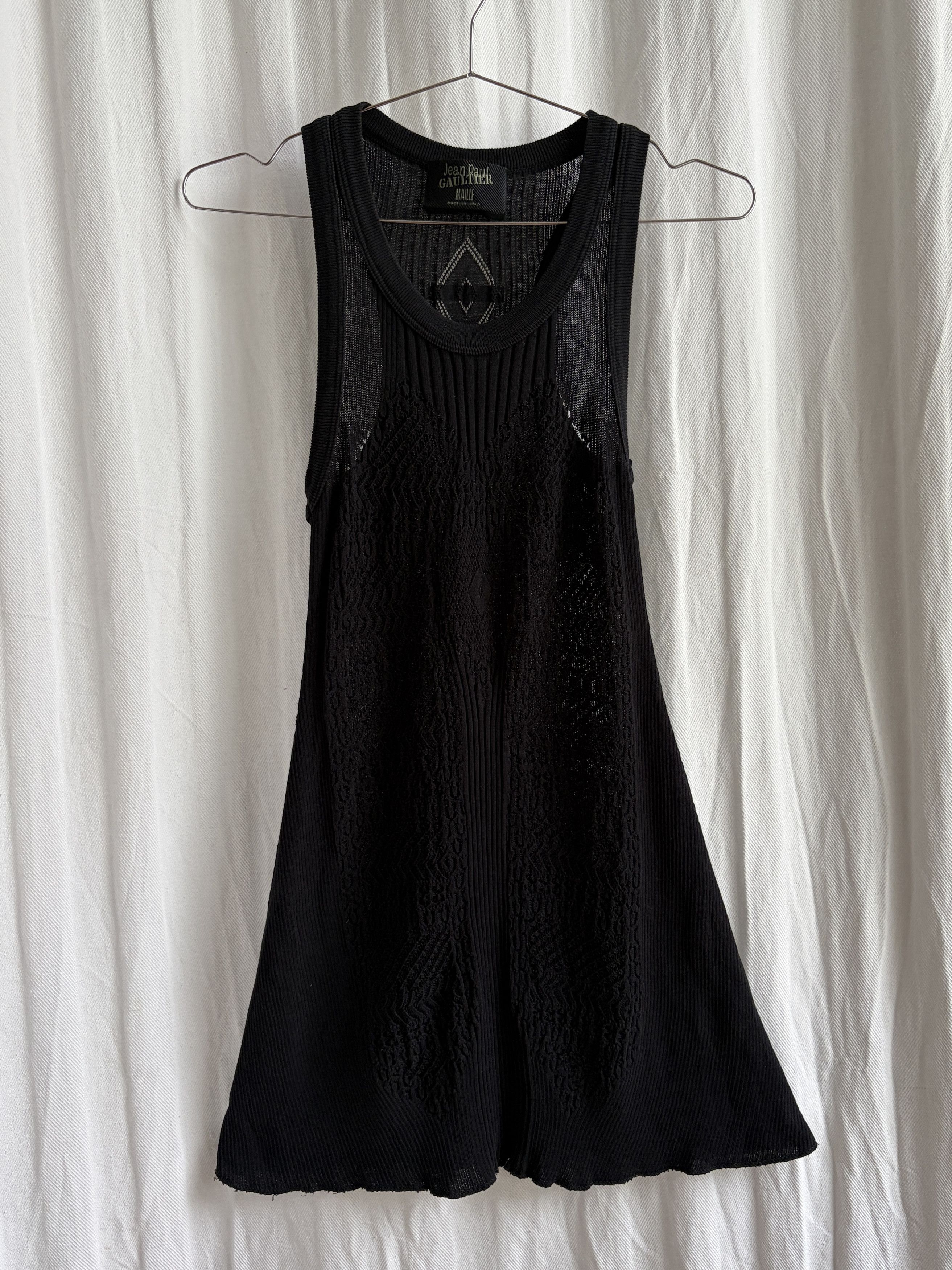 Jean Paul Gaultier 90s Structured Semi-Sheer Ribbed Mini Dress Size M / US 6-8 / IT 42-44 - 1 Thumbnail