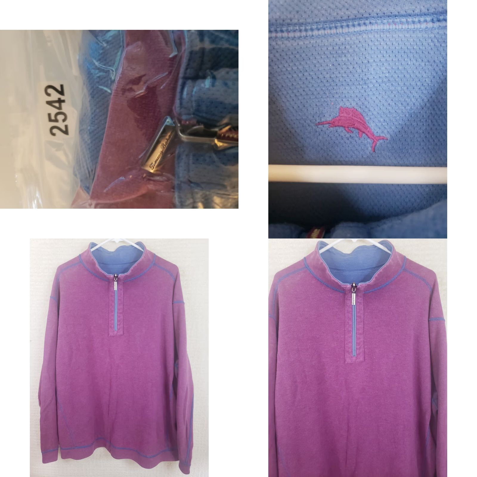Tommy Bahama Tommy Bahama Sweater Mens XXL 2XL Reversible Quarter Zip Cadet Blue Purple Size US XXL / EU 58 / 5 - 8 Thumbnail