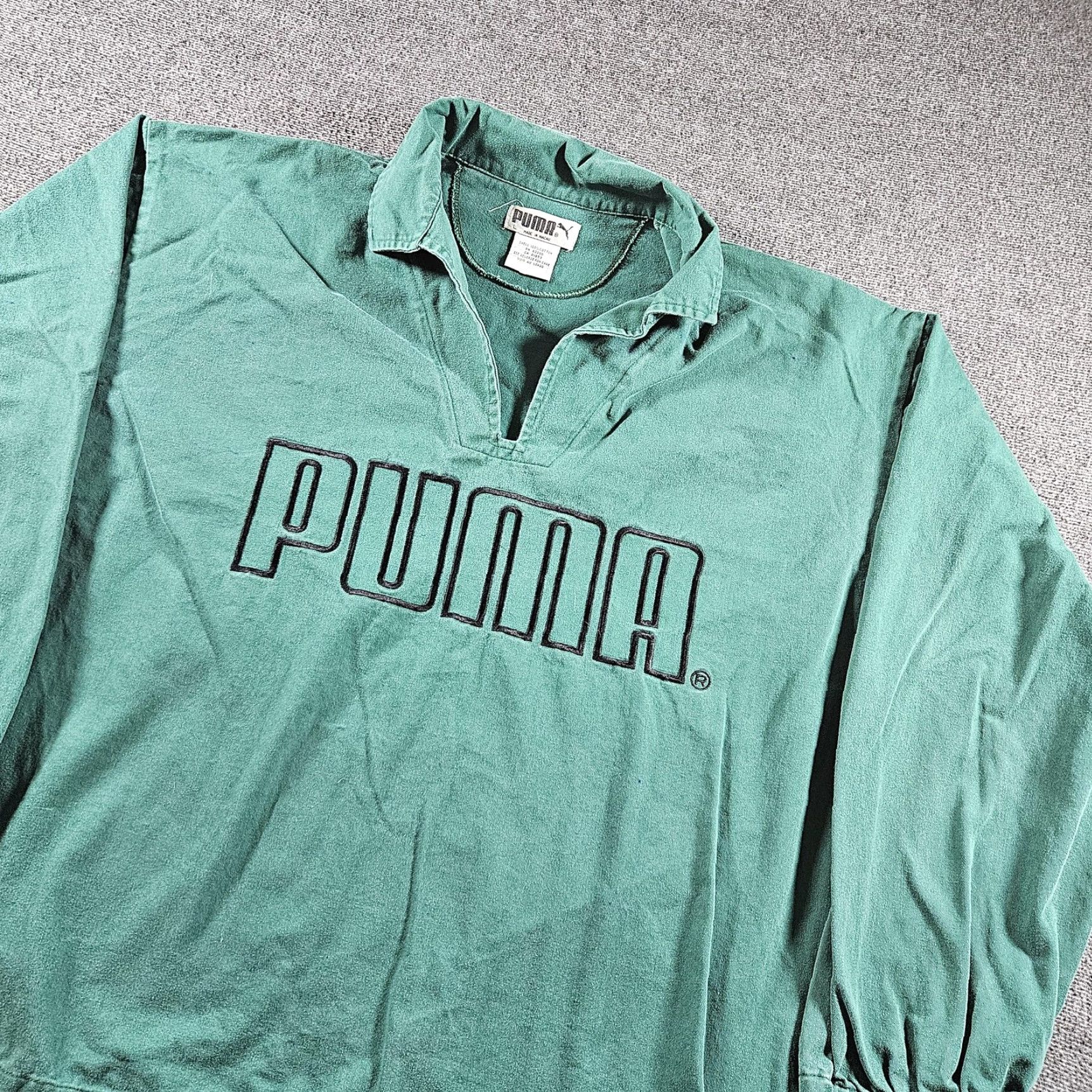 Puma VINTAGE Puma Sweatshirt Mens Large Green Collared Pullover Drawstring Logo 90s Size US L / EU 52-54 / 3 - 4 Thumbnail
