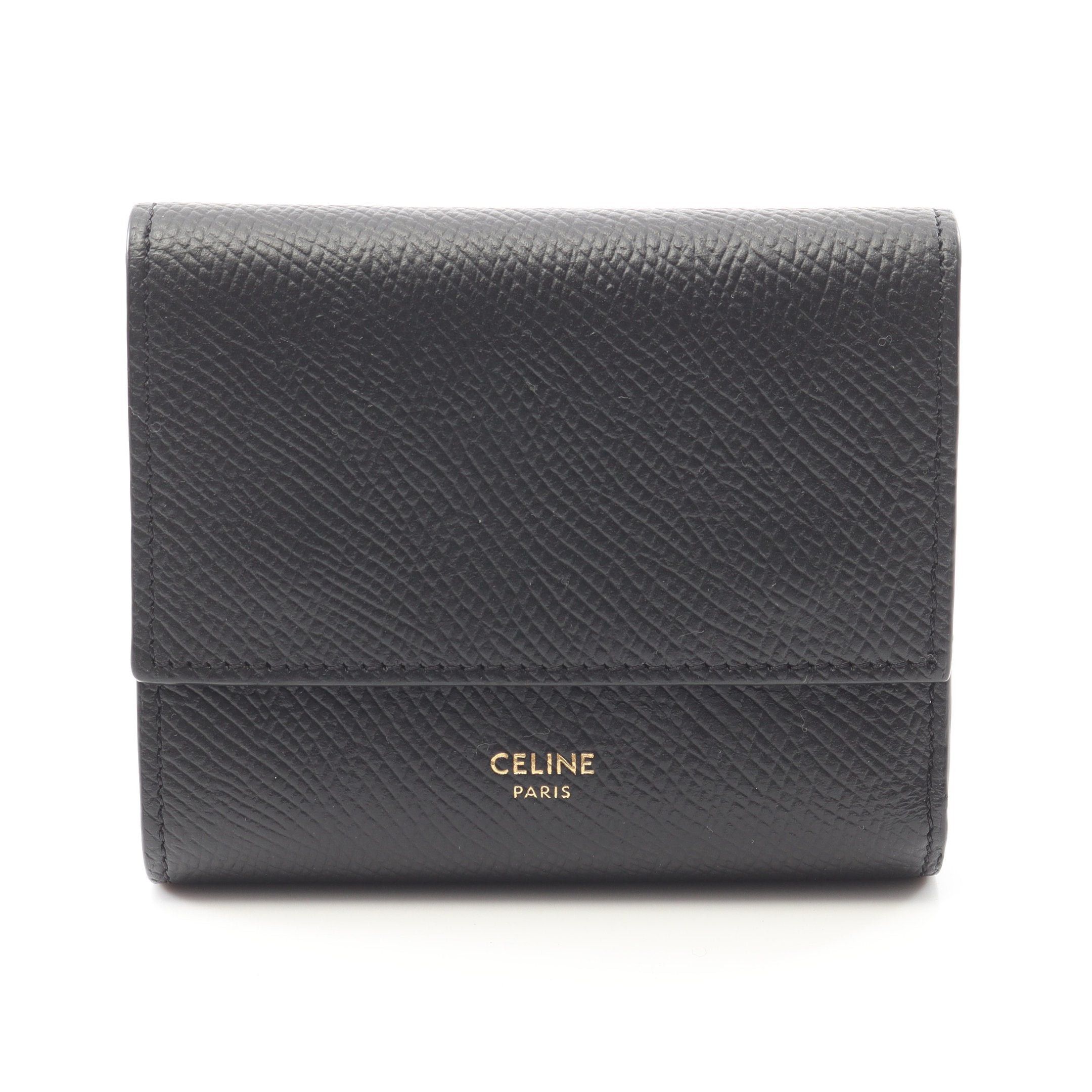 Celine Celine Small Trifold Wallet Leather Black Size ONE SIZE - 1 Thumbnail