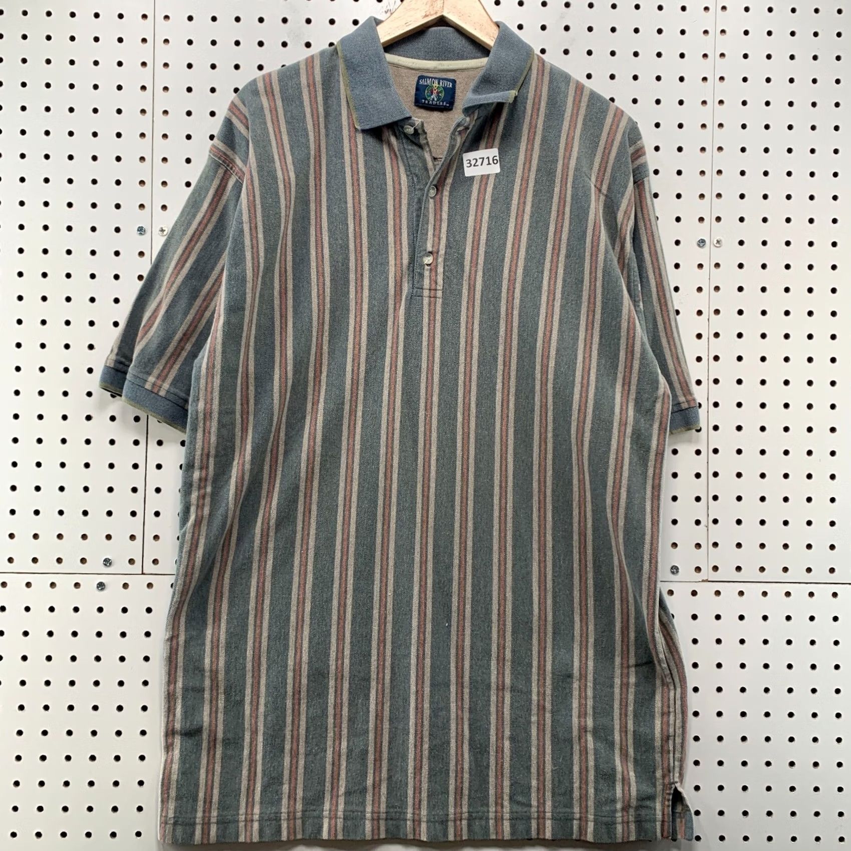 Vintage VINTAGE Salmon River Traders Polo Shirt Mens Large Striped Collared 22.5x32 Size US L / EU 52-54 / 3 - 2 Thumbnail