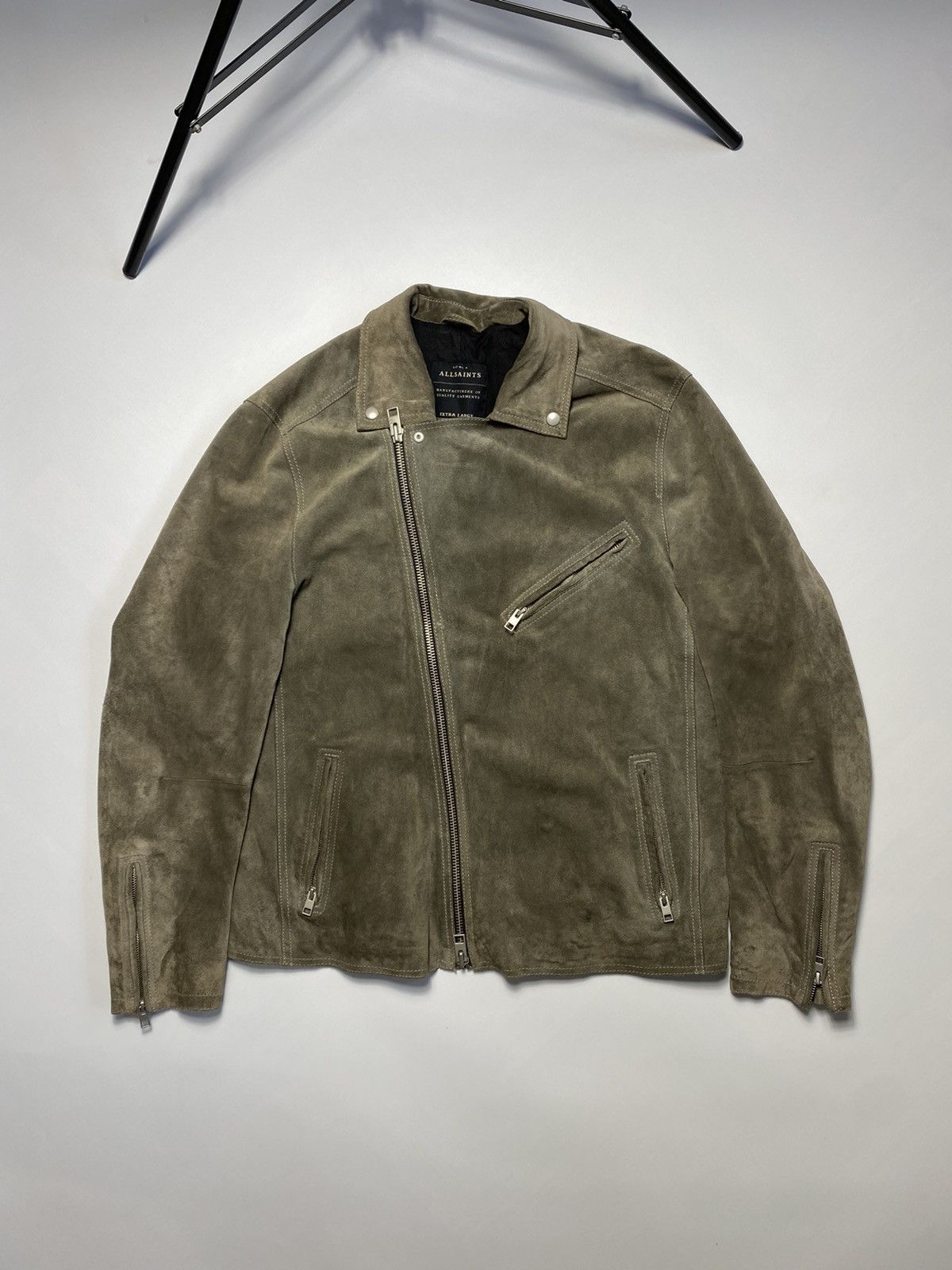 Allsaints Allsaints Crawley Calf Suede Biker Leather Jacket Size US XL / EU 56 / 4 - 2 Thumbnail