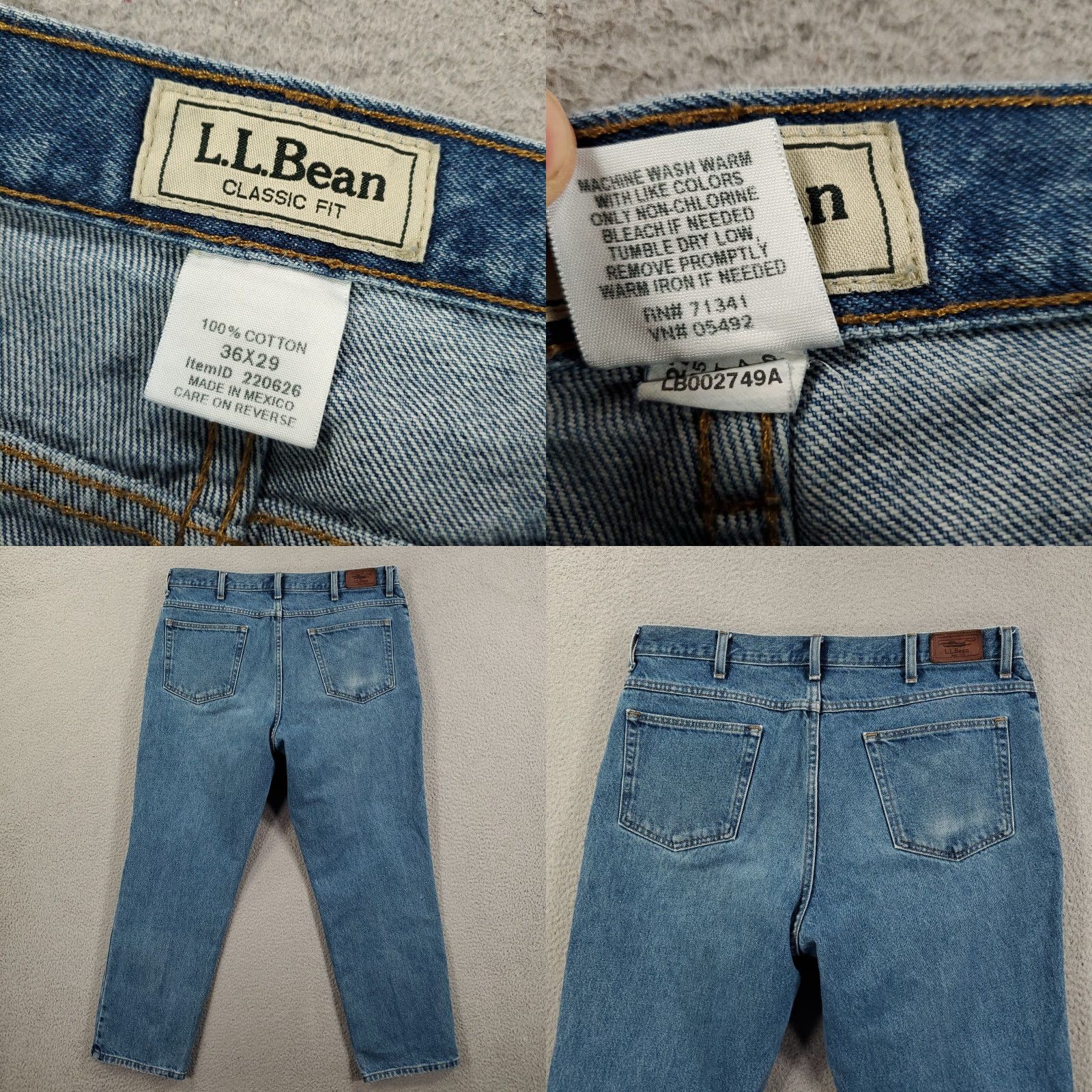 Vintage LL Bean Mens Jeans Size 36x29 Blue Classic Fit Straight Leg Distressed Denim Size US 36 / EU 52 - 8 Thumbnail