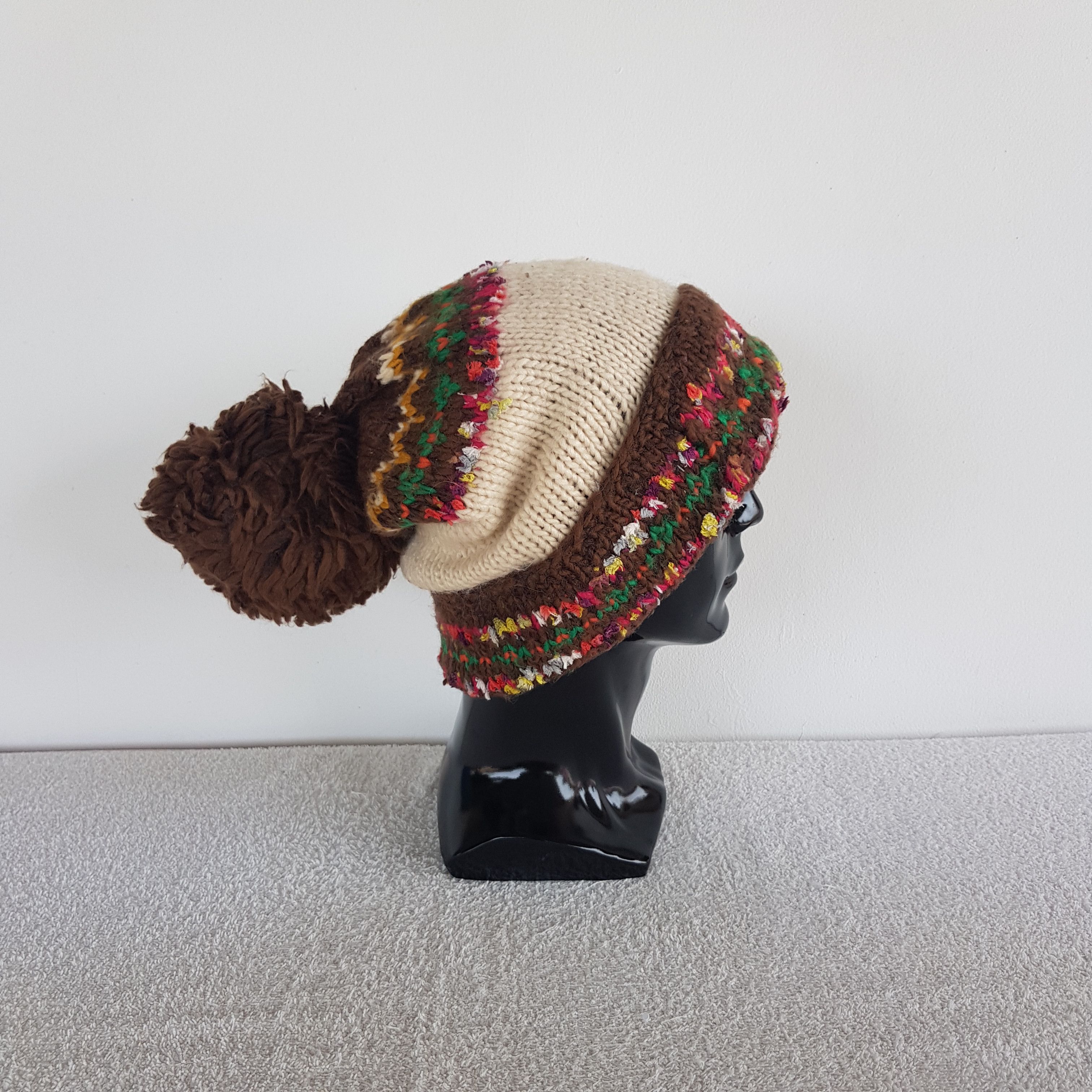 Homespun Knitwear Vintage Sweat Beanie Slouchy Crochet Snow Caps Hats. Size ONE SIZE - 3 Thumbnail