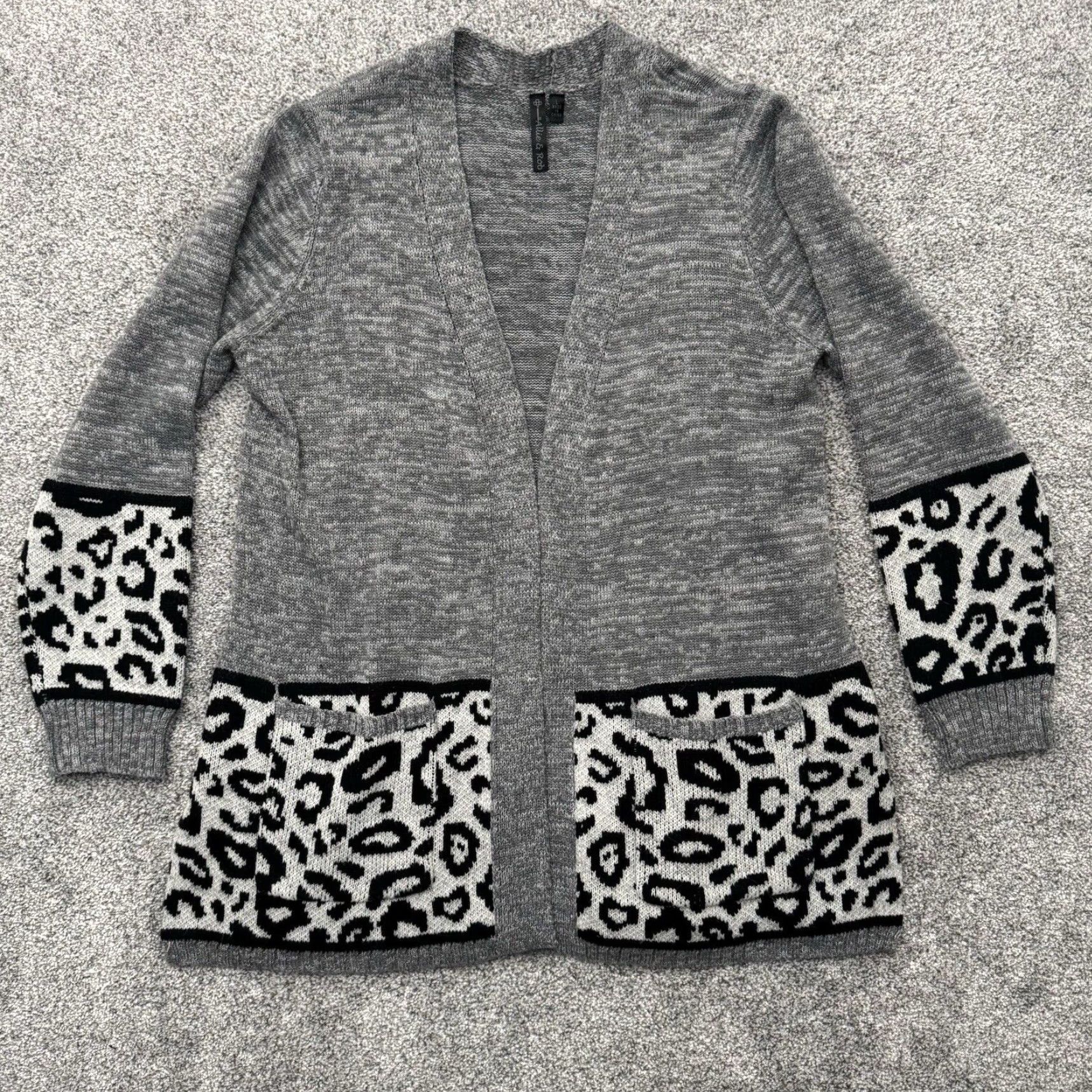 Vintage Allie & Rob Cardigan Sweater Womens Large Leopard Print Open Front Cozy Grandma Size L / US 10 / IT 46 - 2 Thumbnail