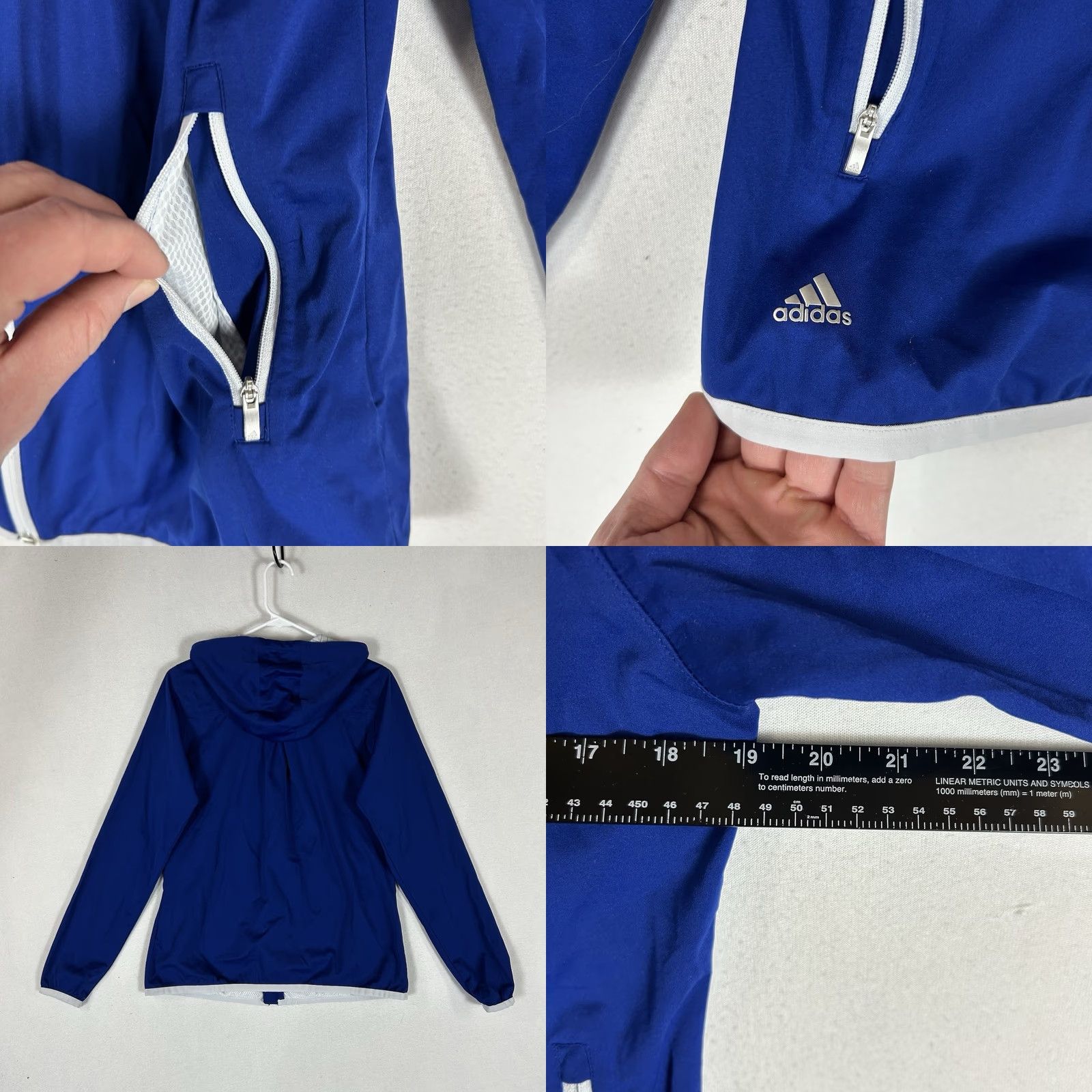 Adidas Adidas Climastorm Full Zip Hooded Rain Jacket Womens M Blue Mid Length Top Size M / US 6-8 / IT 42-44 - 8 Thumbnail