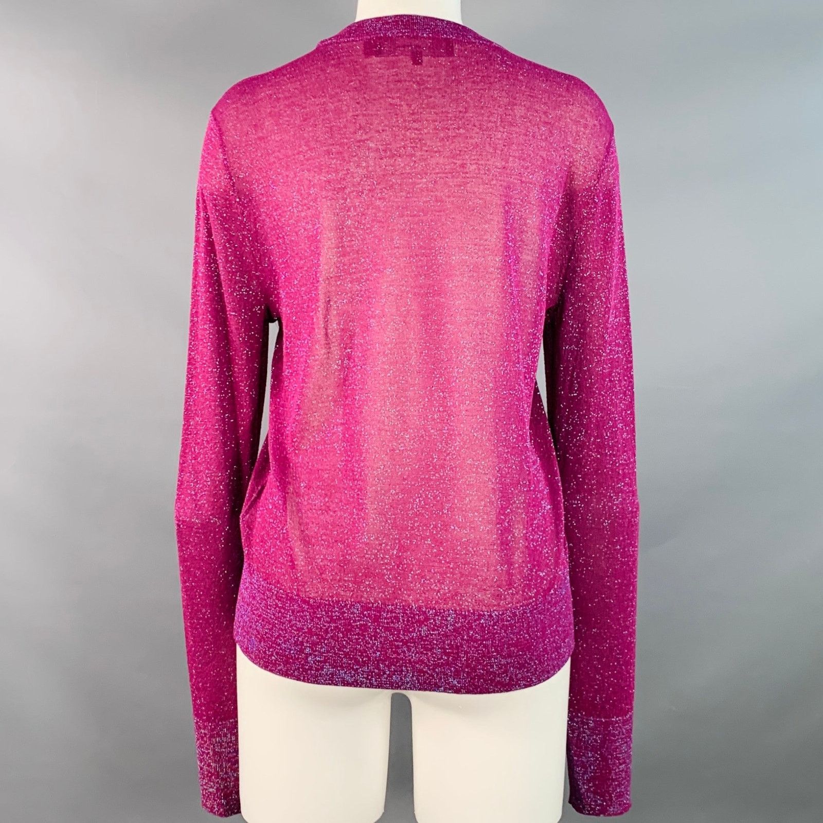 Sies Marjan SIES MARJAN Magenta Viscose Metallic Crew Neck Pullover Size S / US 4 / IT 40 - 4 Thumbnail