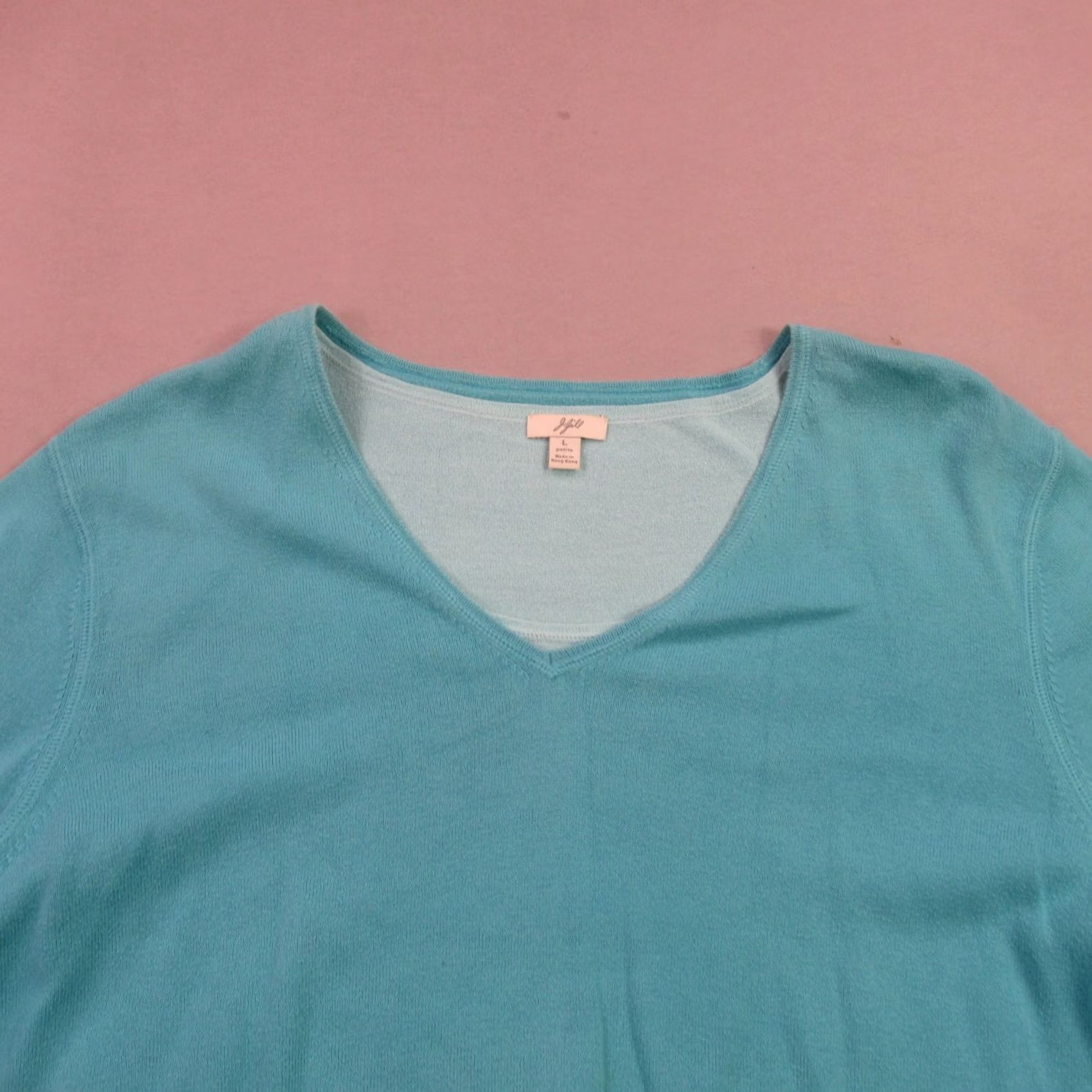 J. Jill J Jill Sweater Womens Large Petite Long Sleeve Pullover V Neck Lightweight Green Size L / US 10 / IT 46 - 3 Thumbnail