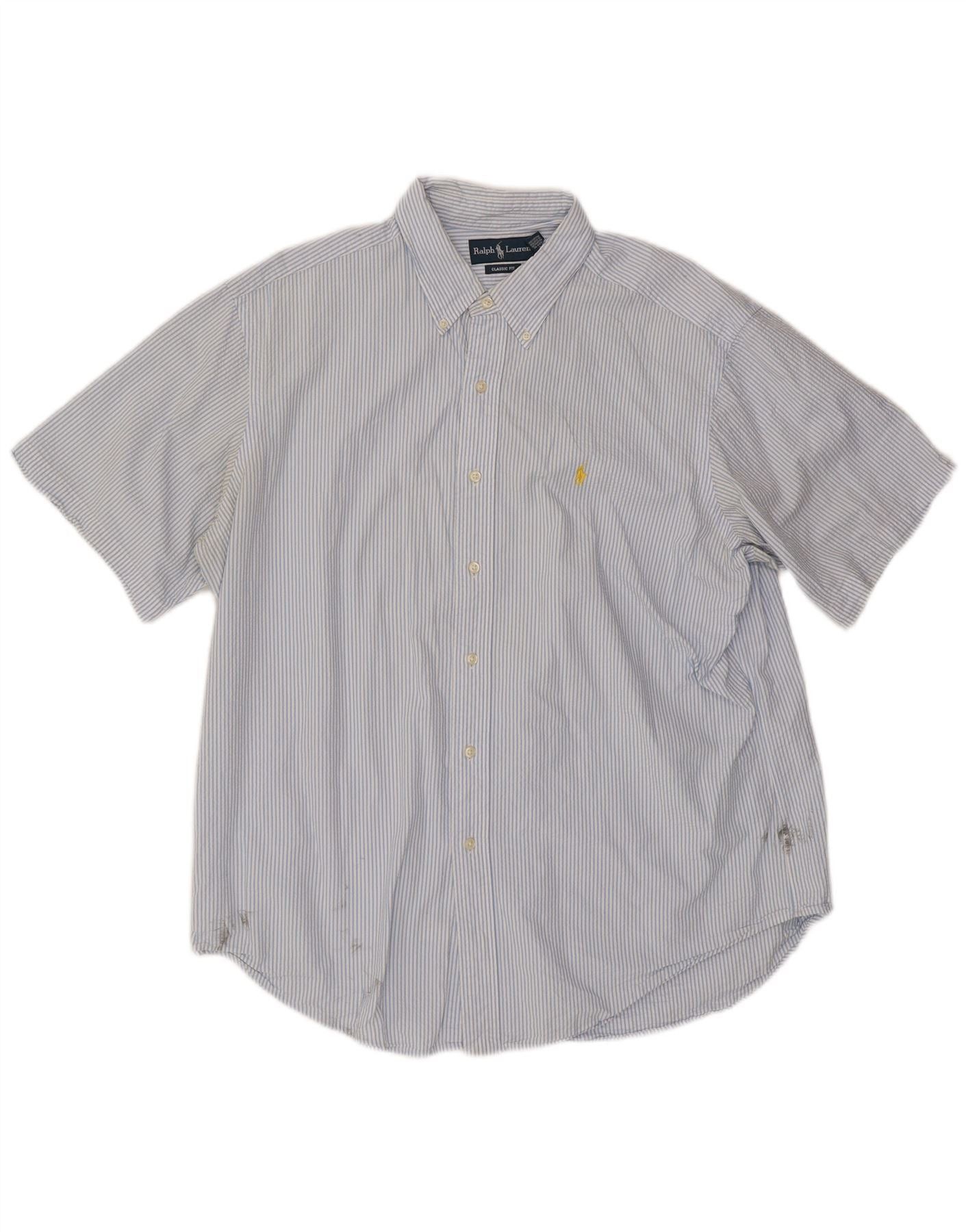Polo Ralph Lauren Mens Classic Fit Short Sleeve Shirt XL Blue Pinstripe Size US XL / EU 56 / 4 - 1 Thumbnail