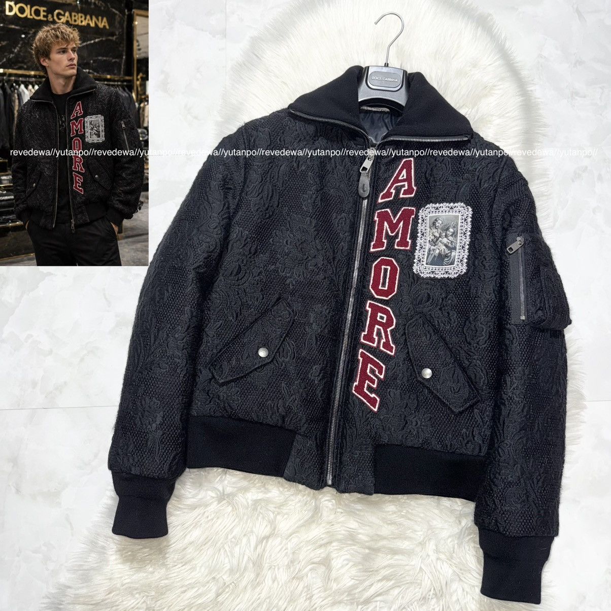 Dolce & Gabbana Dolce & Gabbana AMORE Mirror Floral Jacquard Bomber Jacket Size US M / EU 48-50 / 2 - 1 Thumbnail