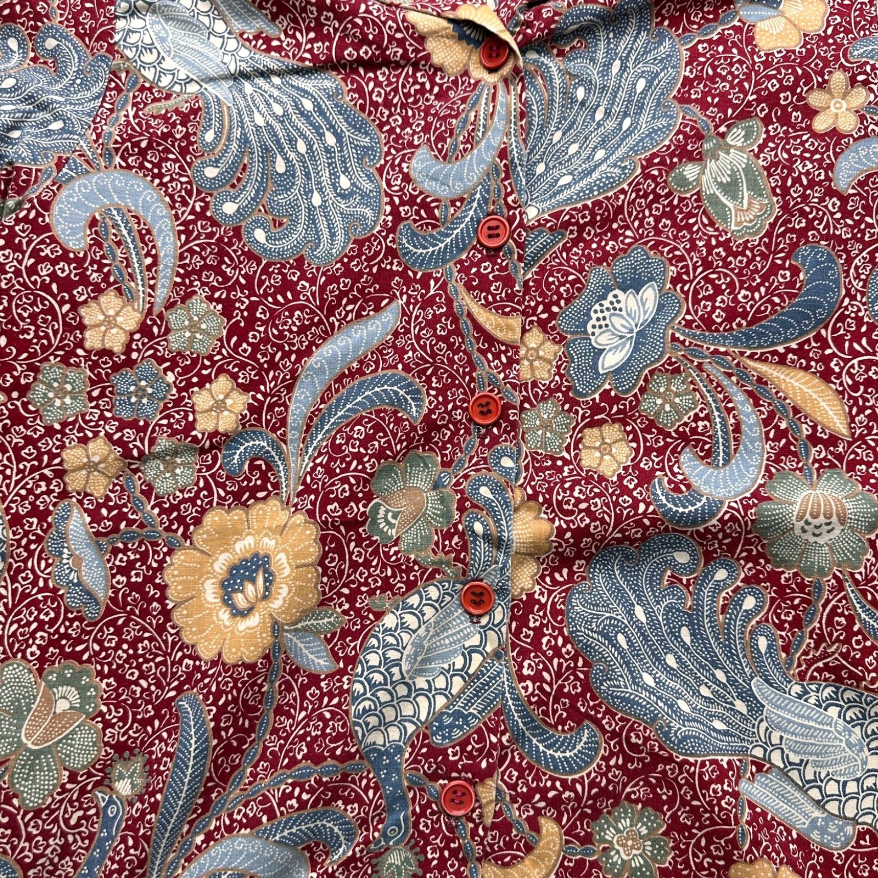 JCPenney VINTAGE JC Penney Paisley Red Blue Button-Up Shirt Womens Medium Size M / US 6-8 / IT 42-44 - 2 Thumbnail