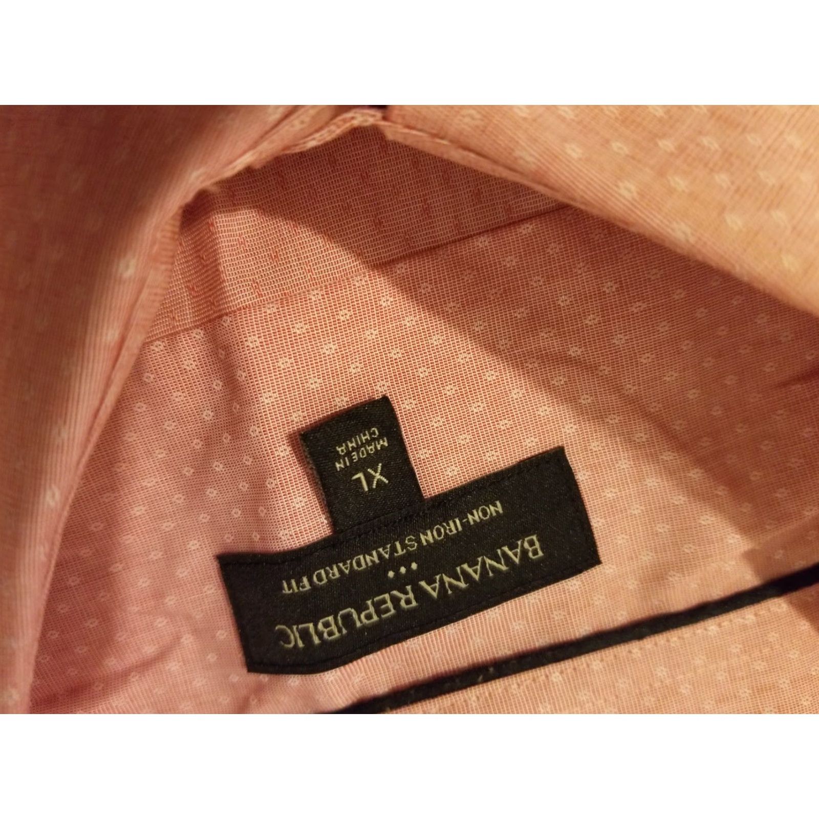 Banana Republic VINTAGE? Men Banana Republic Dress Shirt XL Pink Button Cotton Size 46R - 3 Thumbnail