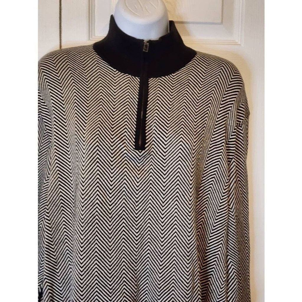 Michael Kors Michael Kors Tan and Black 1/4 Zip Pullover Size US XL / EU 56 / 4 - 3 Thumbnail