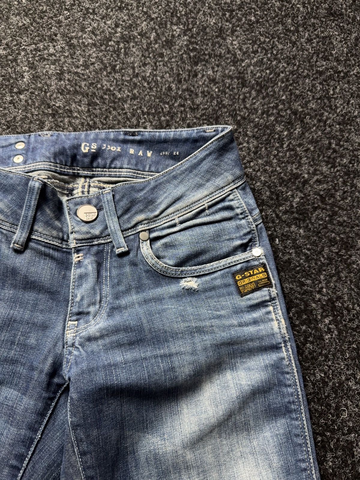 G-Star 00s G-Star RAW 3301 Distressed Punk Rock Denim Jeans Y2K Size 25" / US 0 / IT 36 - 6 Thumbnail