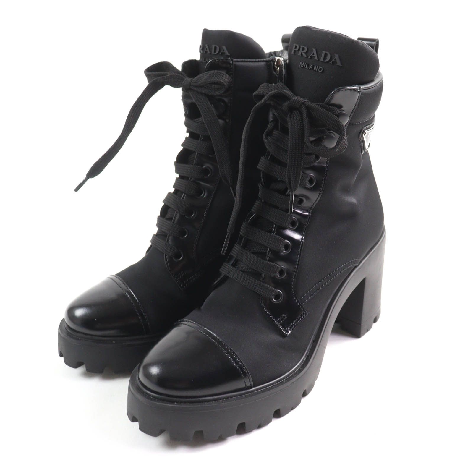 Prada Prada Re-Nylon Lace-Up Short Boots Others Shoes in Black, Women's