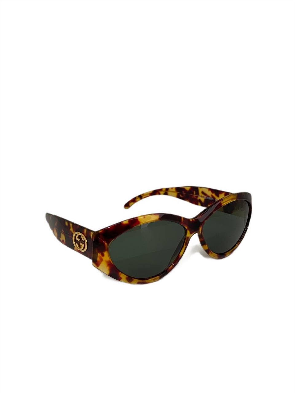 Gucci Gucci GG Gold Logo Leopard Retro Oval Vintage Sunglasses Y2K Size ONE SIZE - 1 Thumbnail
