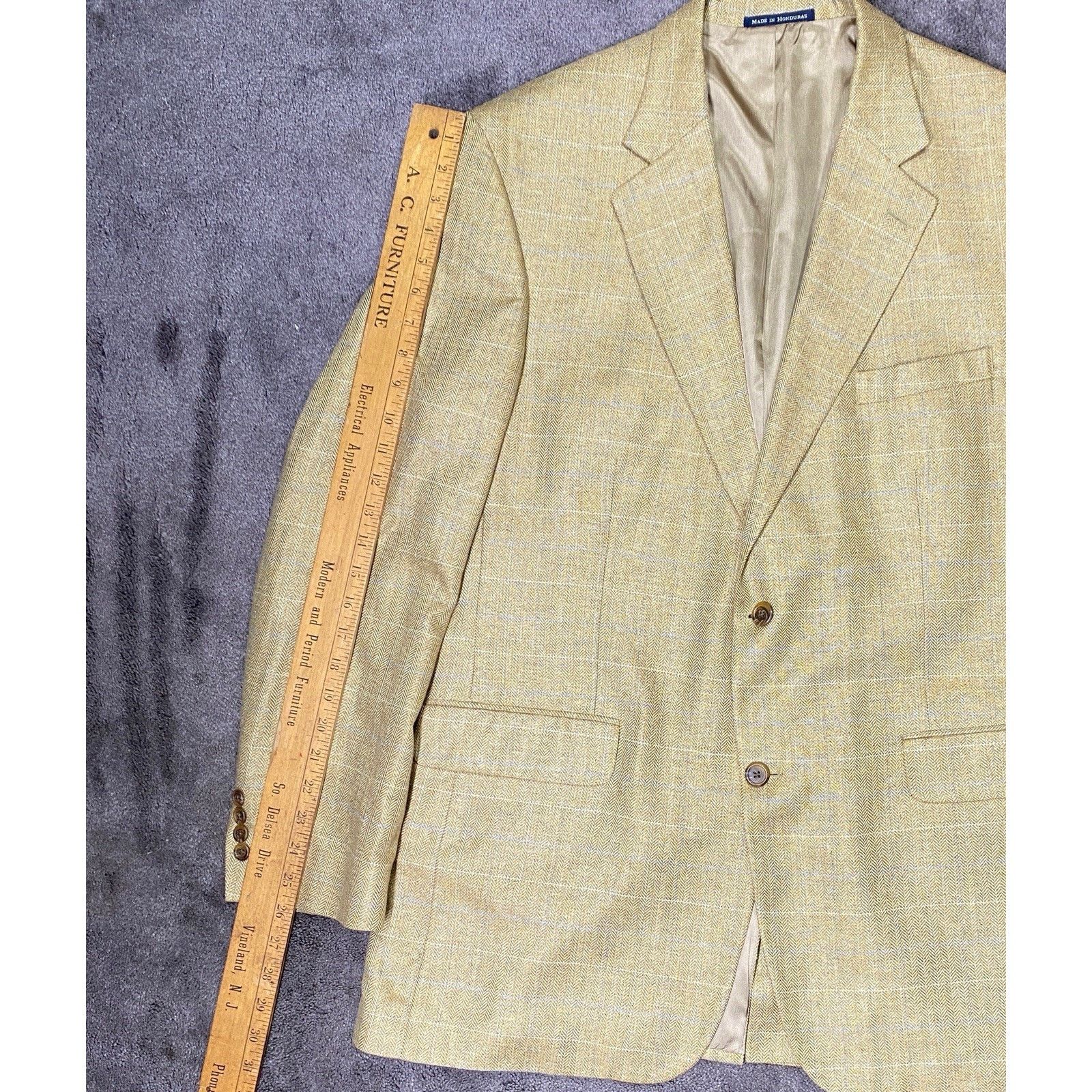 Lands' End Lands' End Men 44 LONG 100% Silk Herringbone Blazer Size 44L - 17 Thumbnail