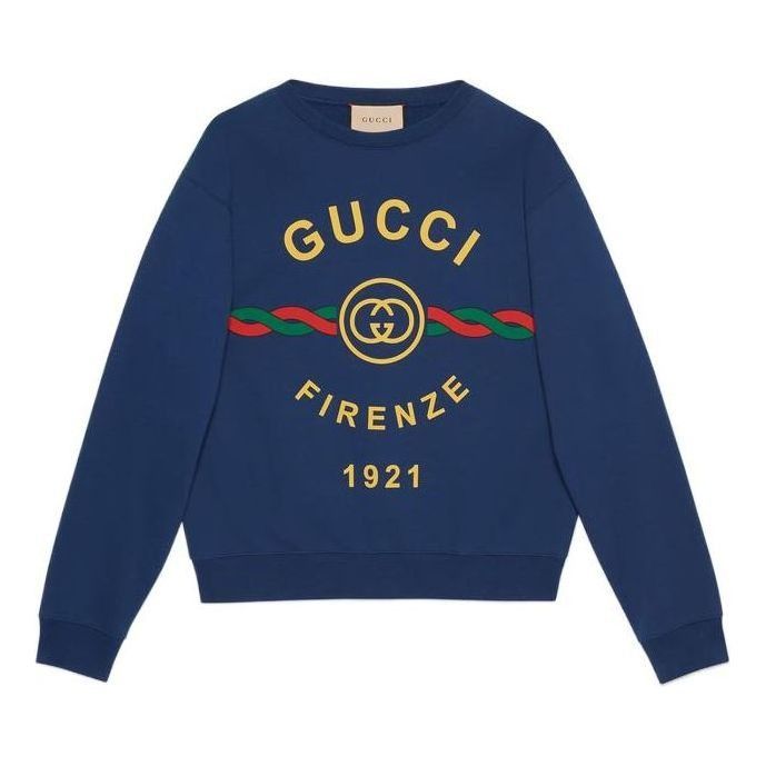 Gucci o1loc1c0925 Cotton 'Gucci Firenze 1921' Sweatshirt in Blue Size US XXL / EU 58 / 5 - 1 Thumbnail