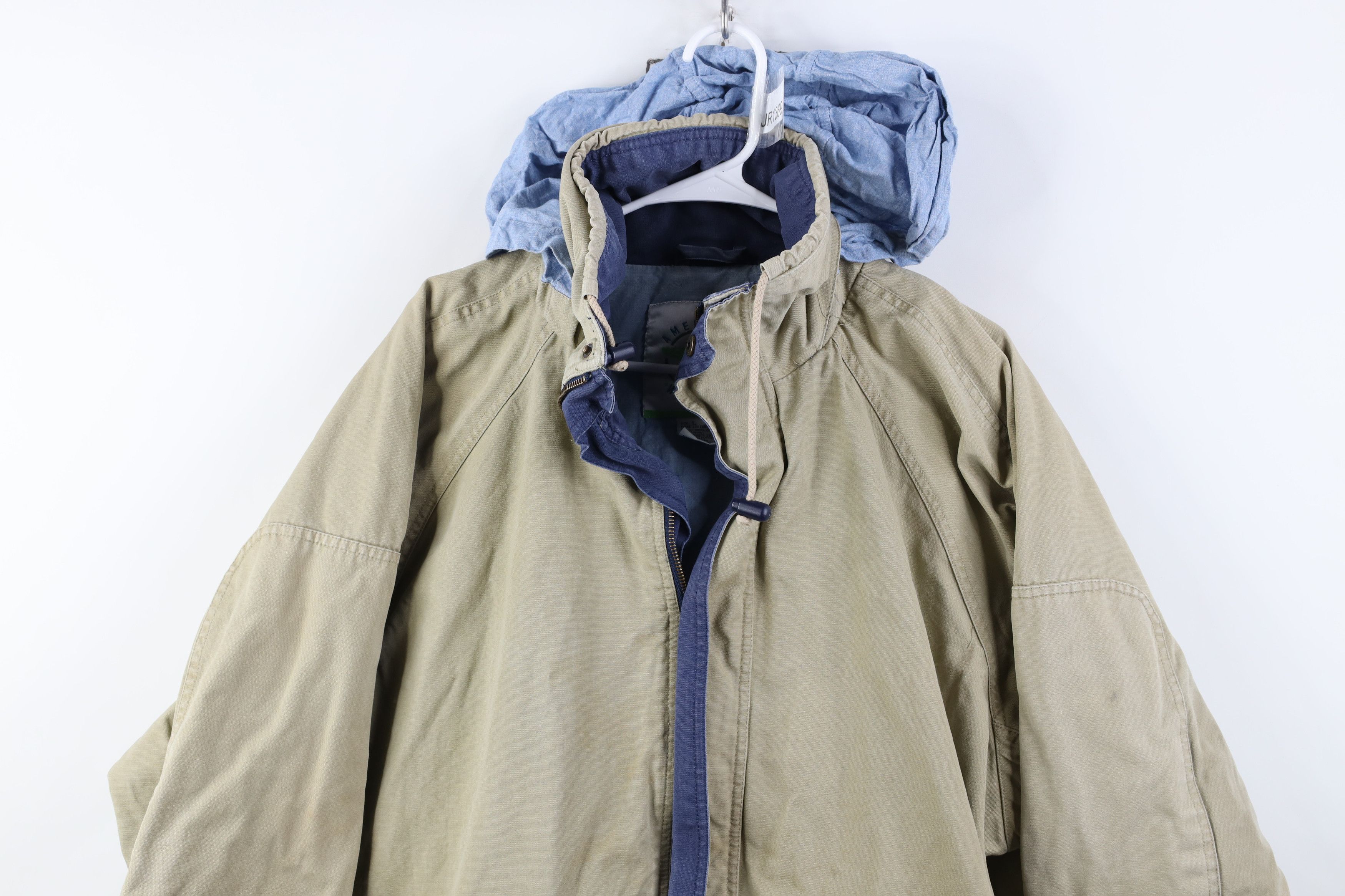 Vintage Vintage 90s Streetwear Heavy Canvas Hooded Jacket Beige Size US L / EU 52-54 / 3 - 2 Thumbnail