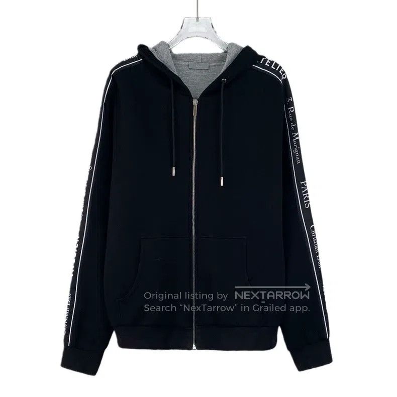 Dior Dior Black side logo slogan hooded drawstring zipper sweat Size US S / EU 44-46 / 1 - 1 Thumbnail