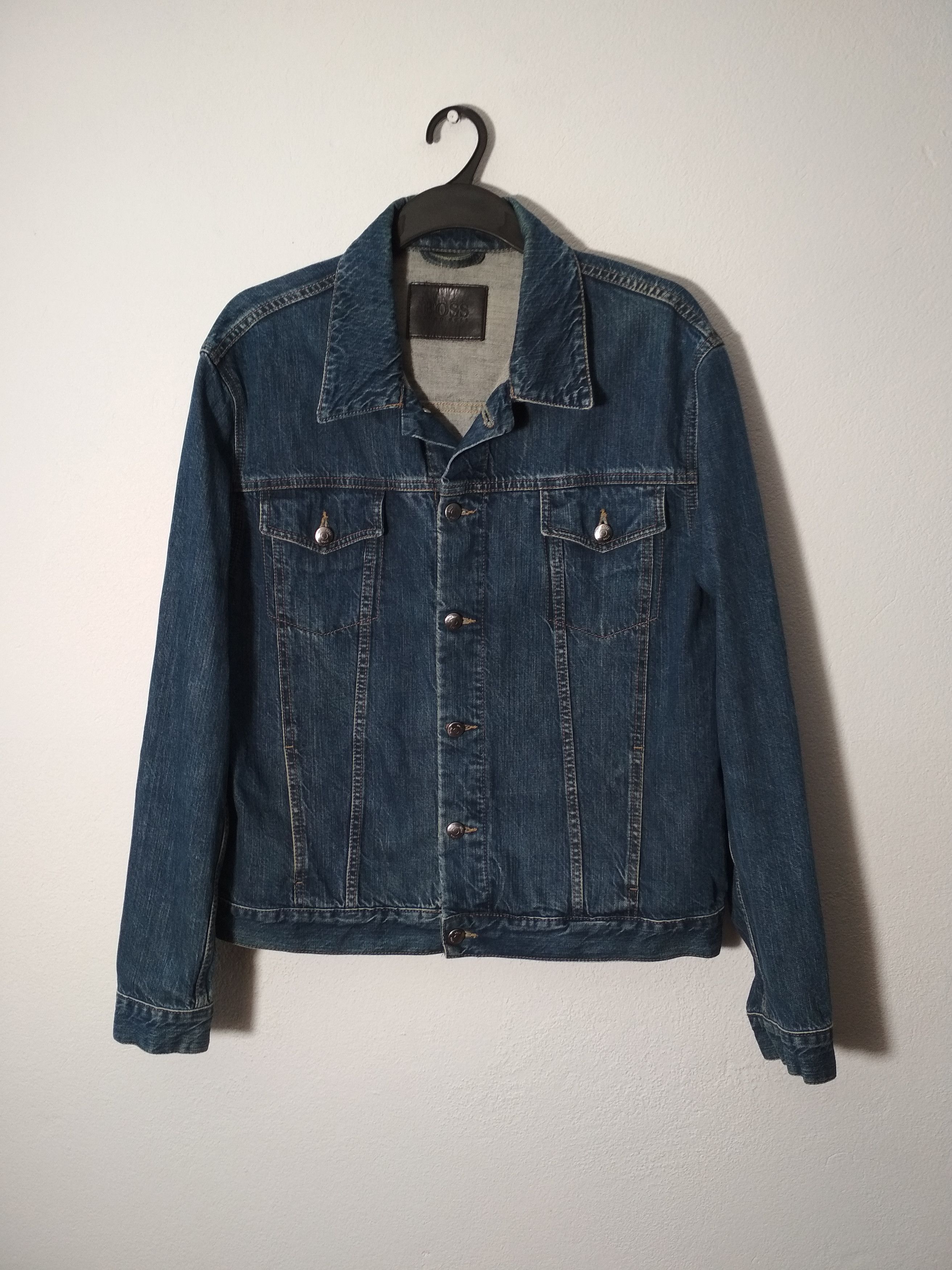 image of Vintage Hugo Boss Denim Jacket Jeans 52 in Navy, Men's (Size Large)