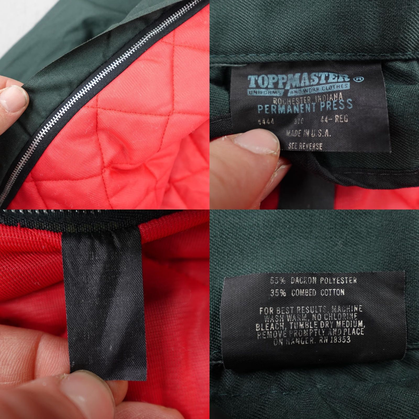 Vintage VINTAGE Toppmaster Jacket Mens 44 Green Gabardine Quilt Lined Work Coat Jacket Green 80s Outdoor USA Mens Vintage Casual Workwear Size US S / EU 44-46 / 1 - 8 Thumbnail