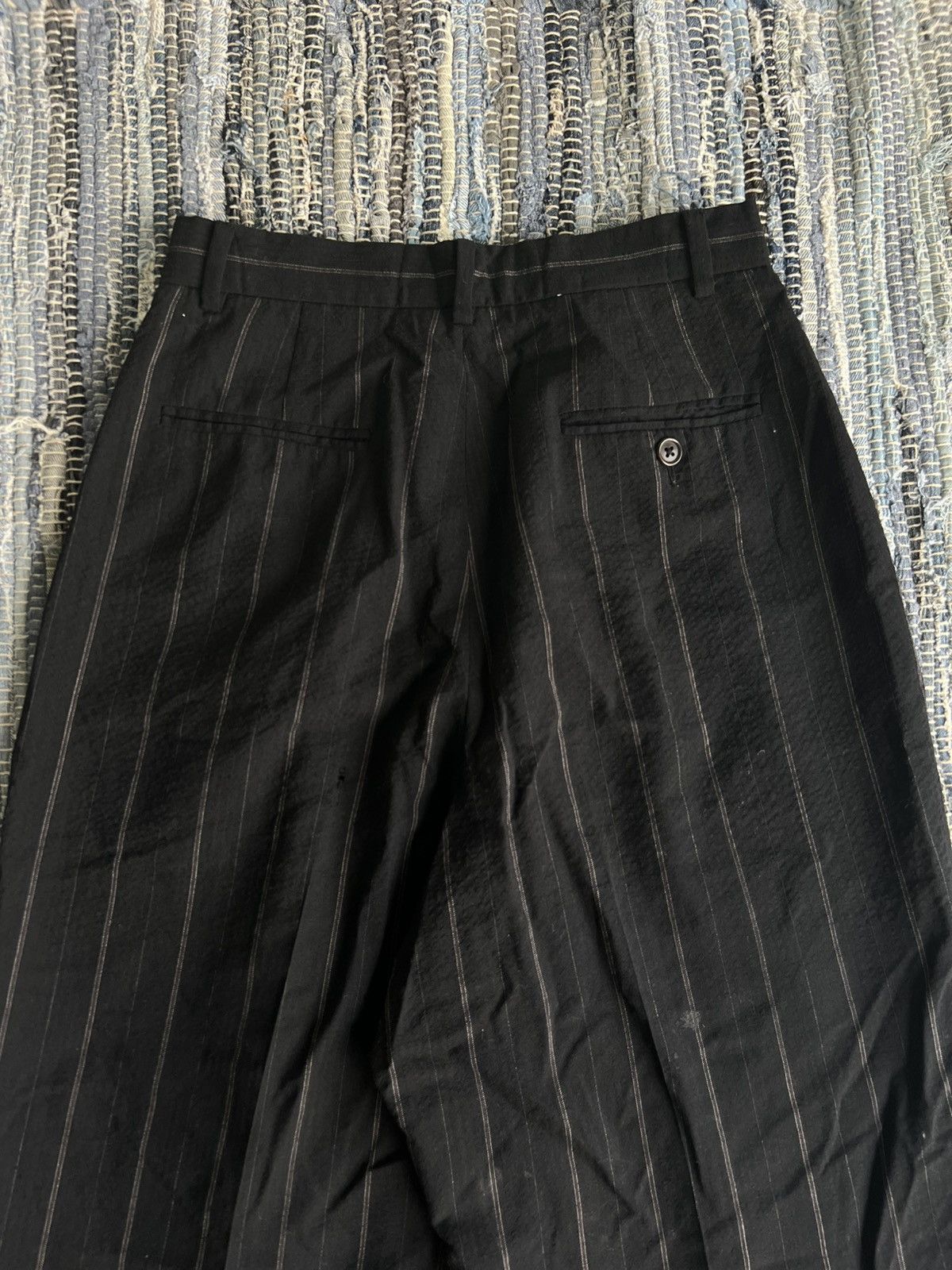 Ralph Lauren Purple Label 🇮🇹 Made High Waist Wide Leg Pinstriped Pleated Wool Pants Size 27" / US 4 / IT 40 - 6 Thumbnail