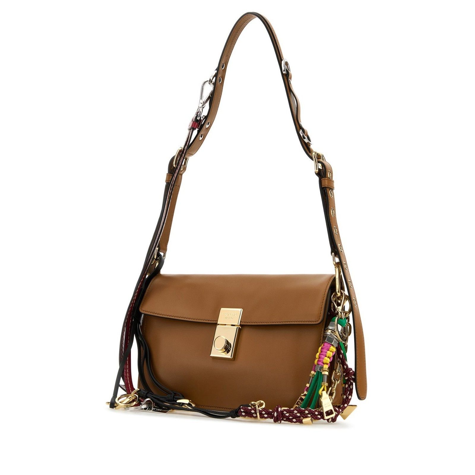 Prada PRADA Soft Sound Small Caramel Brown Leather Charms Shoulder Size ONE SIZE - 2 Thumbnail