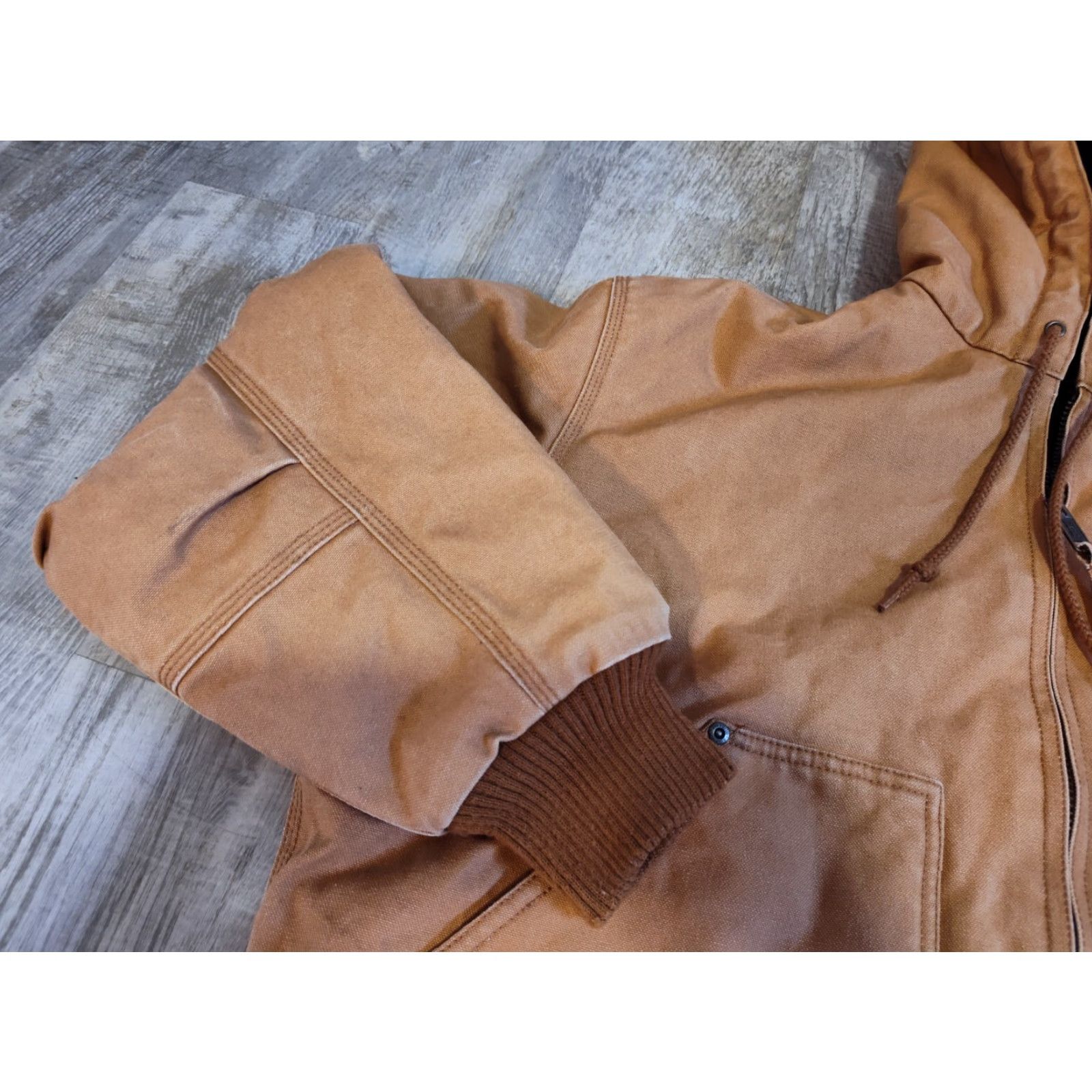 Vintage Big Smith Jacket Mens L Brown Canvas Zip Up Hooded Fleece Lined Workwear Casual Overcoat Seasonal Fall Winter Size US L / EU 52-54 / 3 - 6 Thumbnail