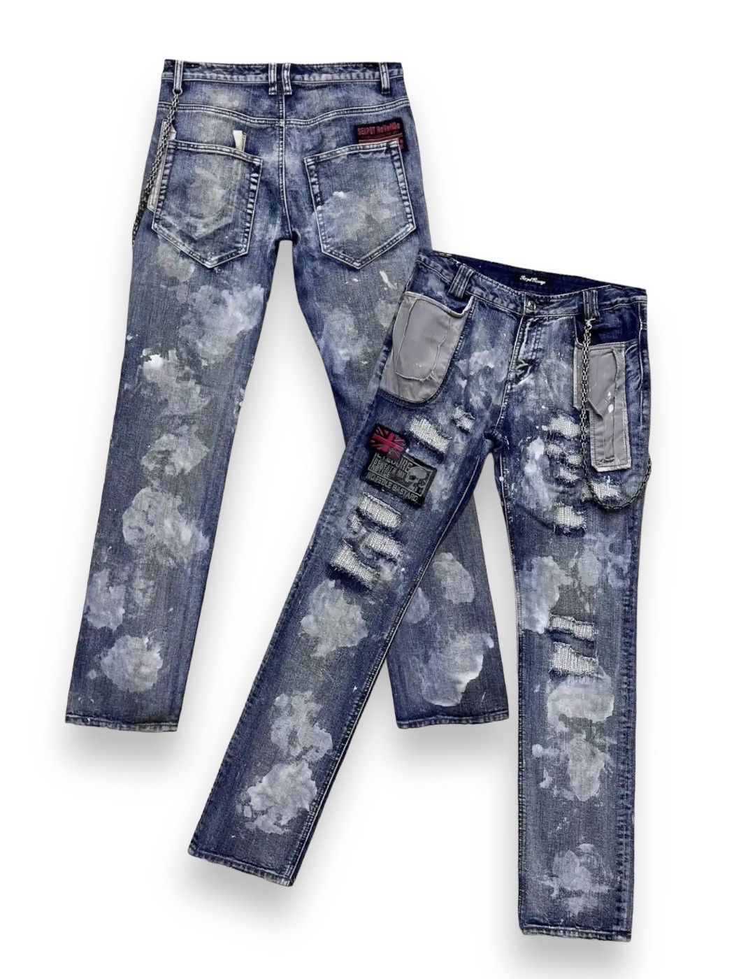 image of Fyesexpot Revenge Tokyo Thrash Punk Metal Distressed Denim in Blue, Men's (Size 31)