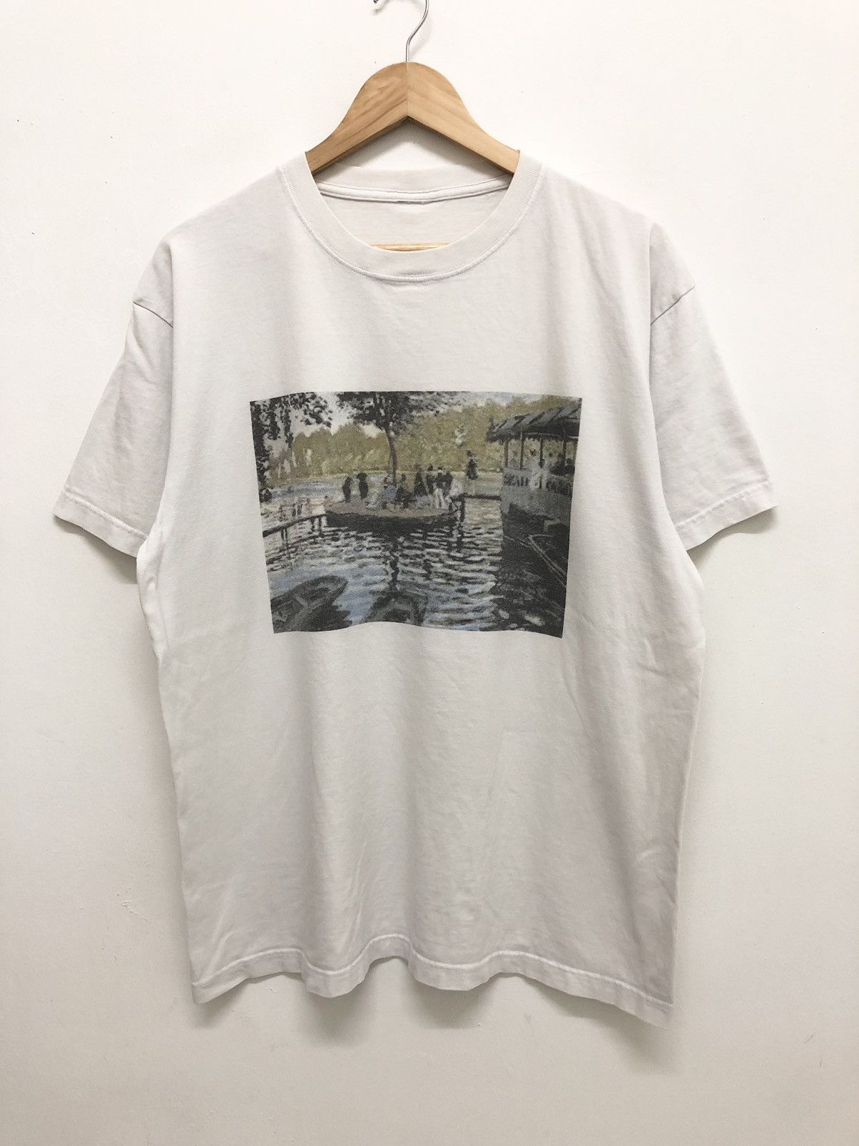 image of Claude Monet La Grenouillère Art Tee in White, Men's (Size XL)