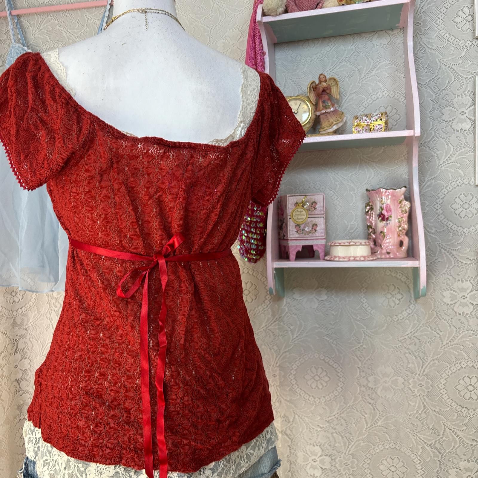 Other y2k red crochet self esteem tie back top Size XL / US 12-14 / IT 48-50 - 4 Thumbnail