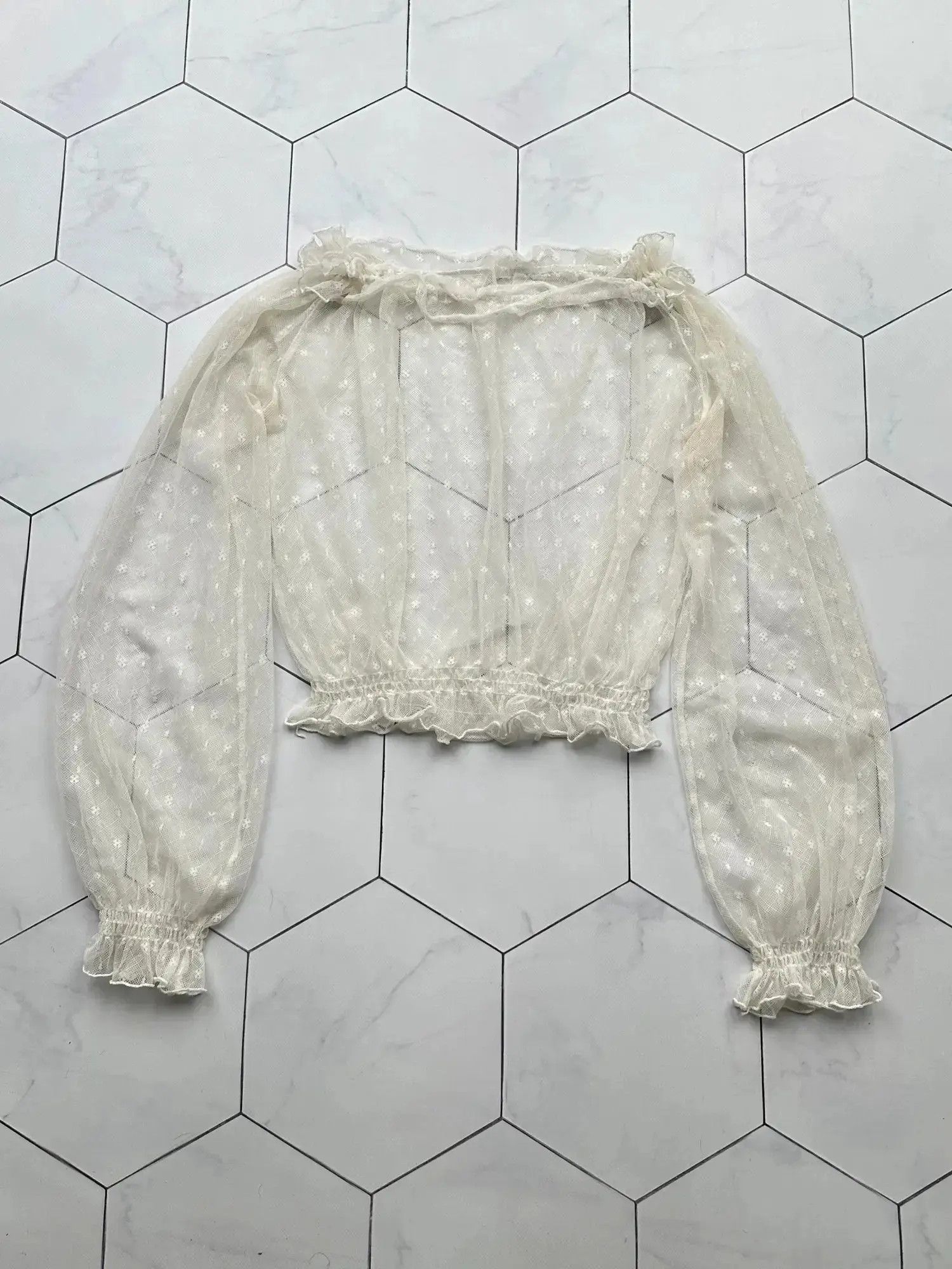 Japanese Brand Vintage Mesh Cropped Blouse (B408)D15E2 Size M / US 6-8 / IT 42-44 - 1 Thumbnail