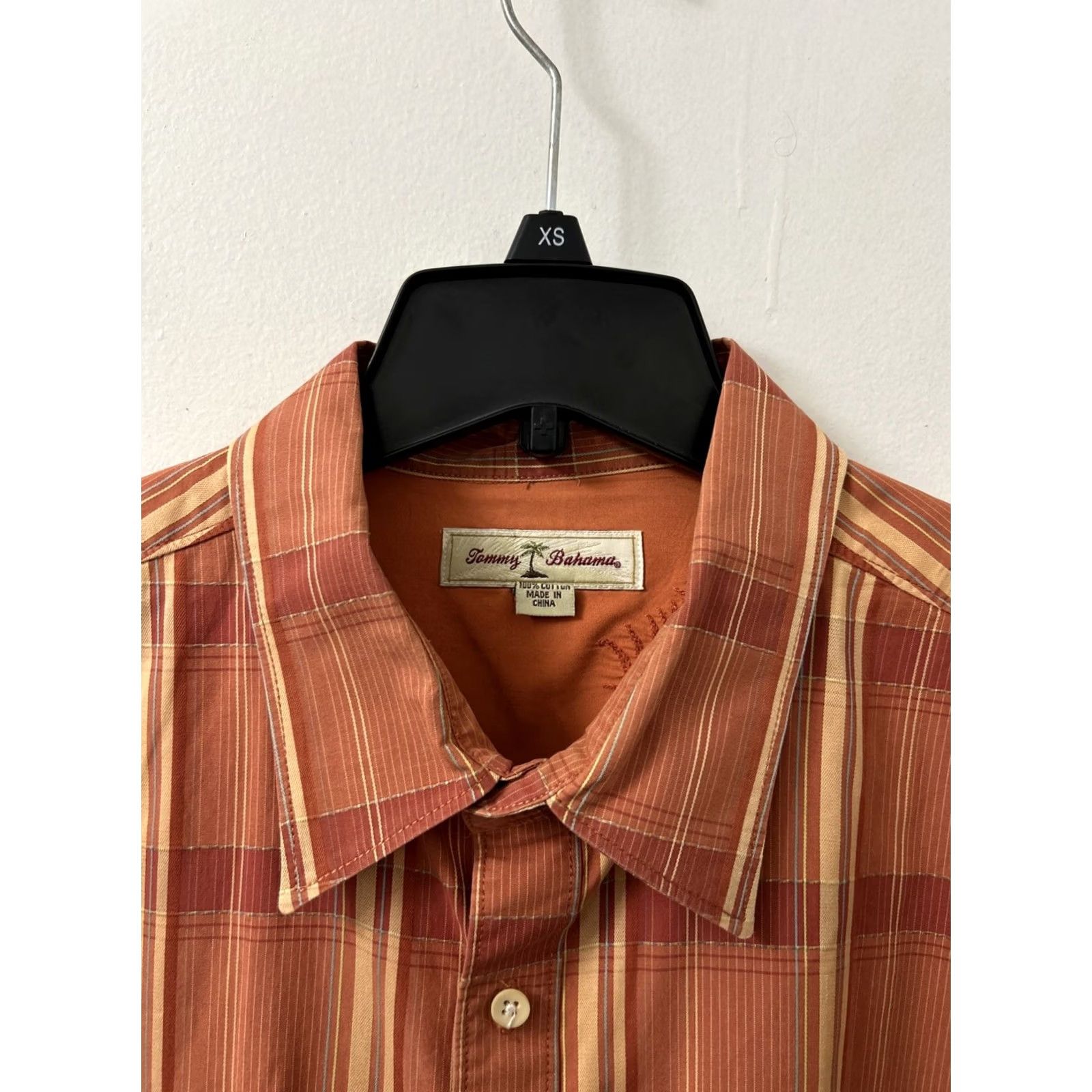 Tommy Bahama Tommy Bahama Shirt Mens XL Orange Plaid Button Down 100% Cotton Long Sleeve Button-Up Casual Office All Seasons Easy Care Pockets Size US L / EU 52-54 / 3 - 4 Thumbnail