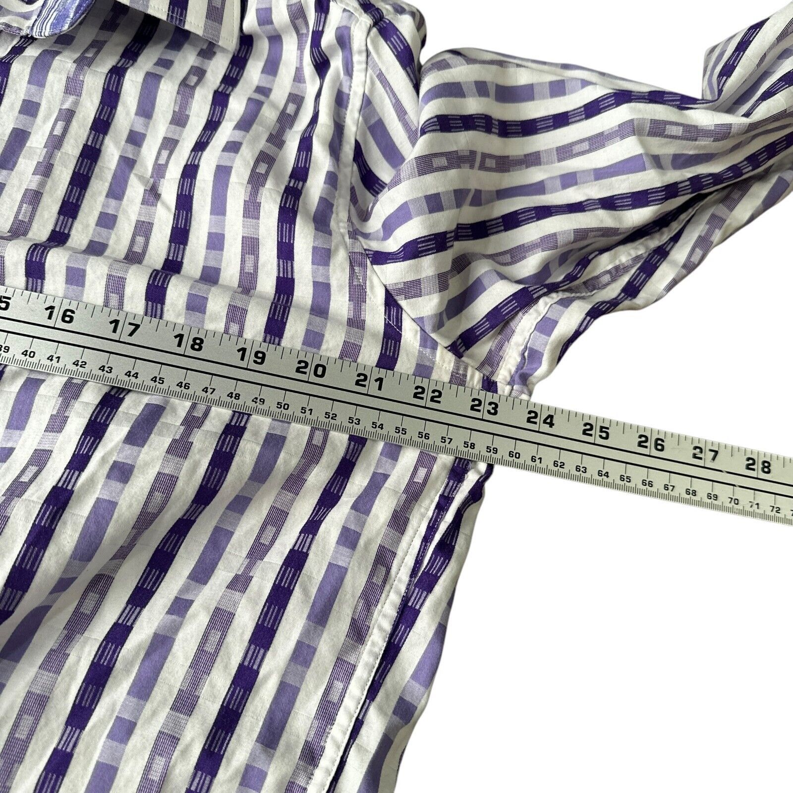 Robert Graham Robert Graham Shirt Men’s Large Purple White Striped Flip Size US L / EU 52-54 / 3 - 10 Thumbnail