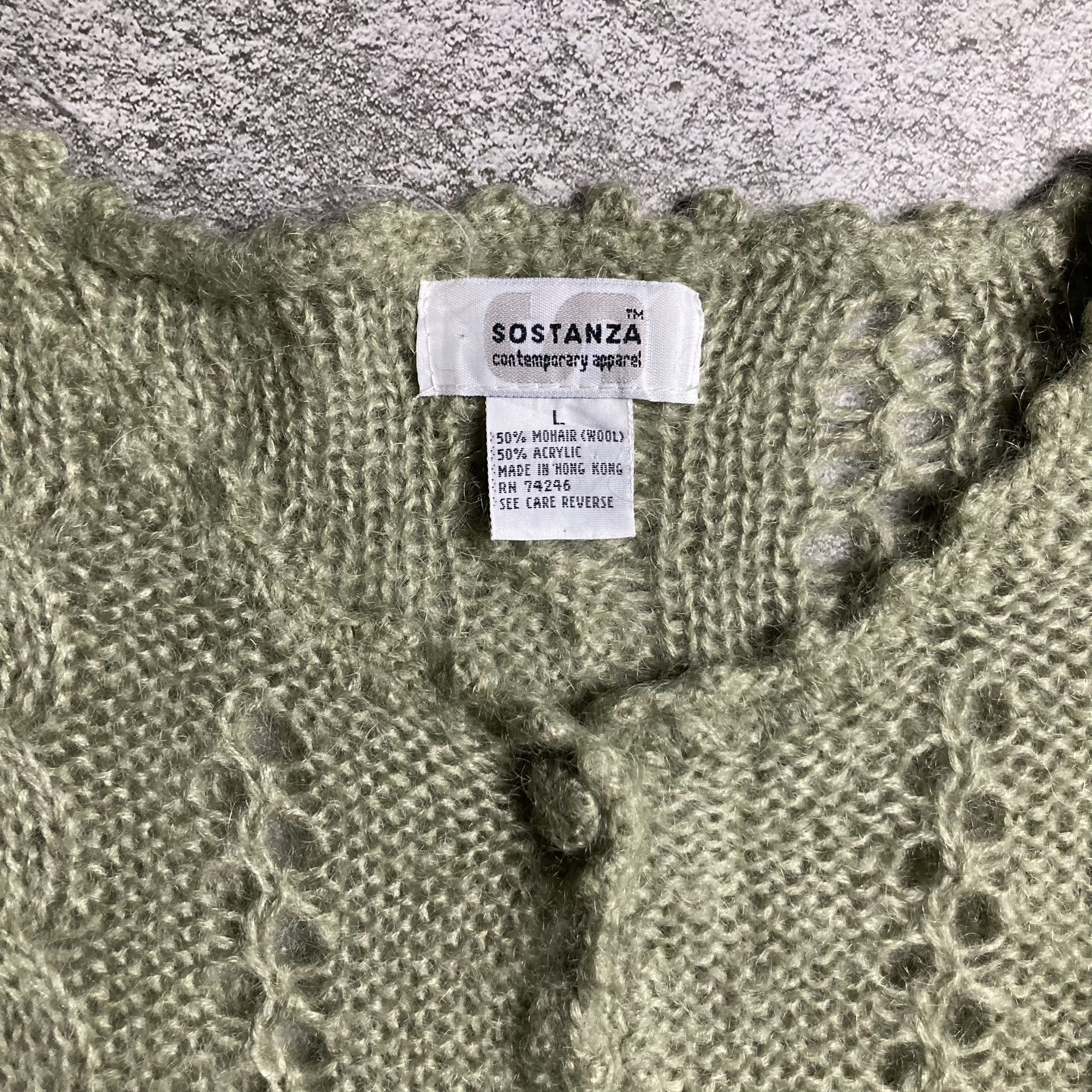 Vintage Sostanza Apple Green Mohair Cardigan